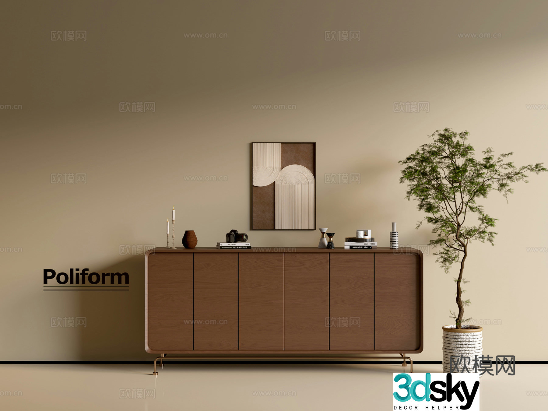 Modern wood grain cabinet ins wind minimalist wind cabinet whole cabinet sideboard balcony cabinet storage 3D model