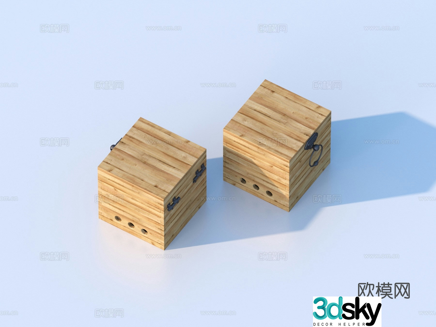 Wooden box storage box 3d model