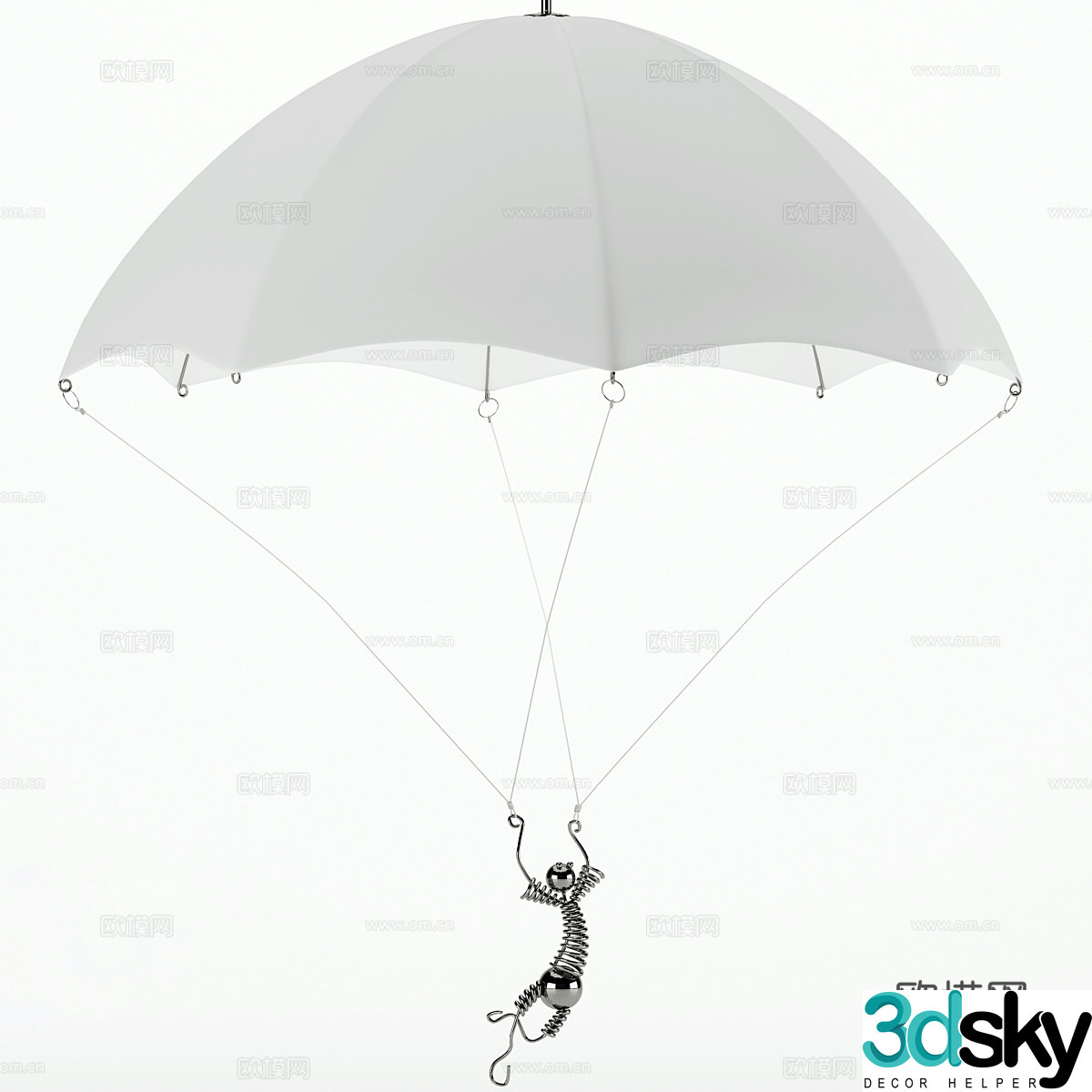 Modern children’s parachute decorative chandelier 3d model