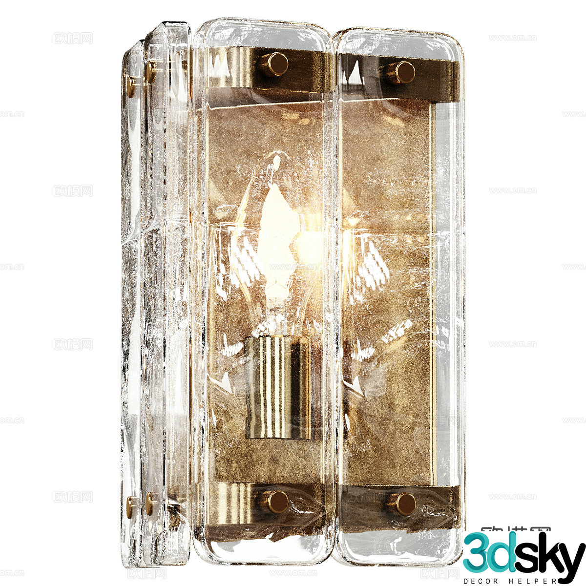 Modern light luxury glass decorative wall lamp 3d model