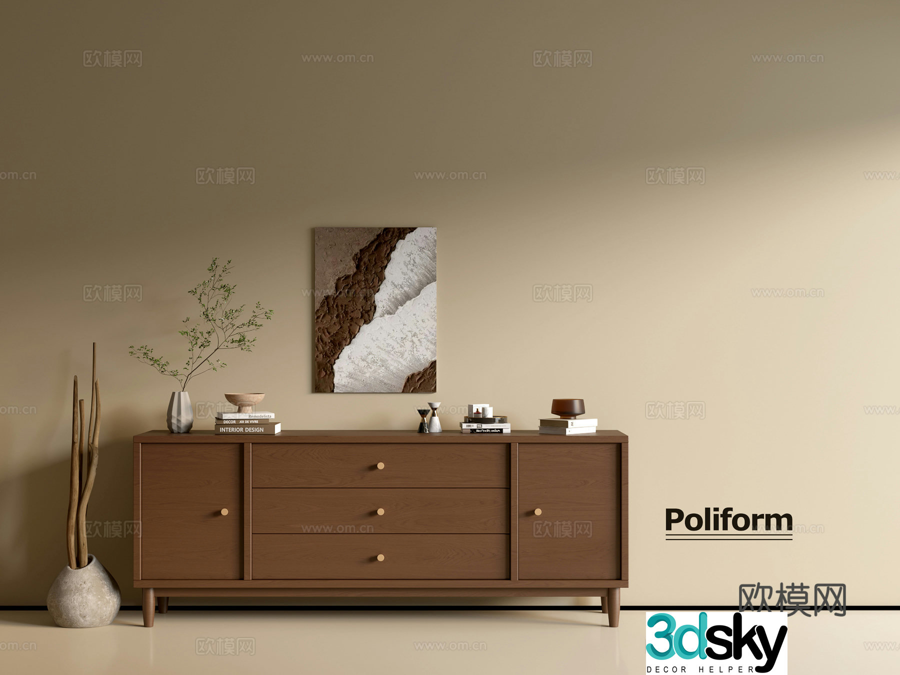 Modern wood grain cabinet ins wind minimalist wind cabinet whole cabinet sideboard balcony cabinet storage 3D model