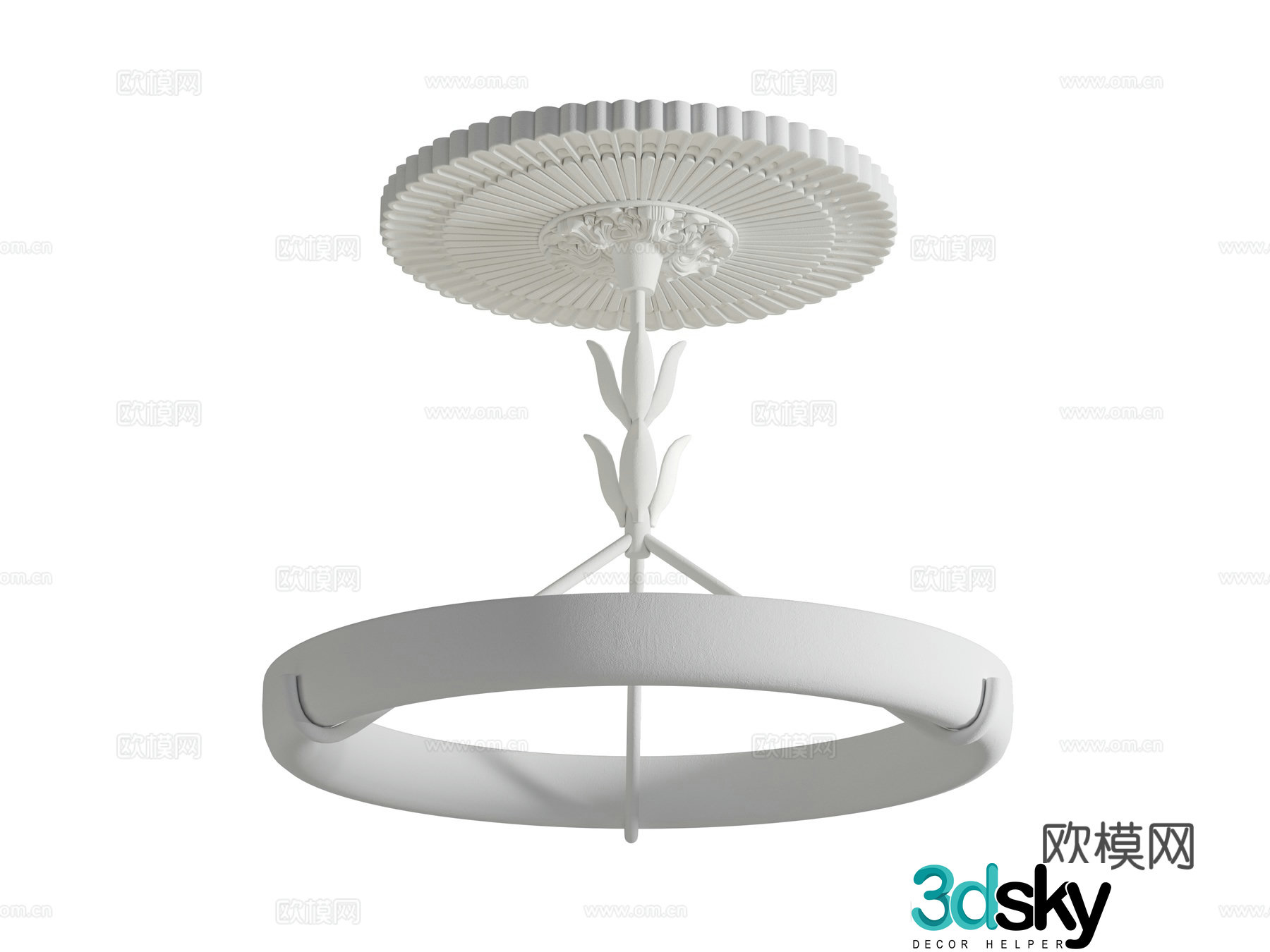 French living room plaster chandelier lamp 3d model