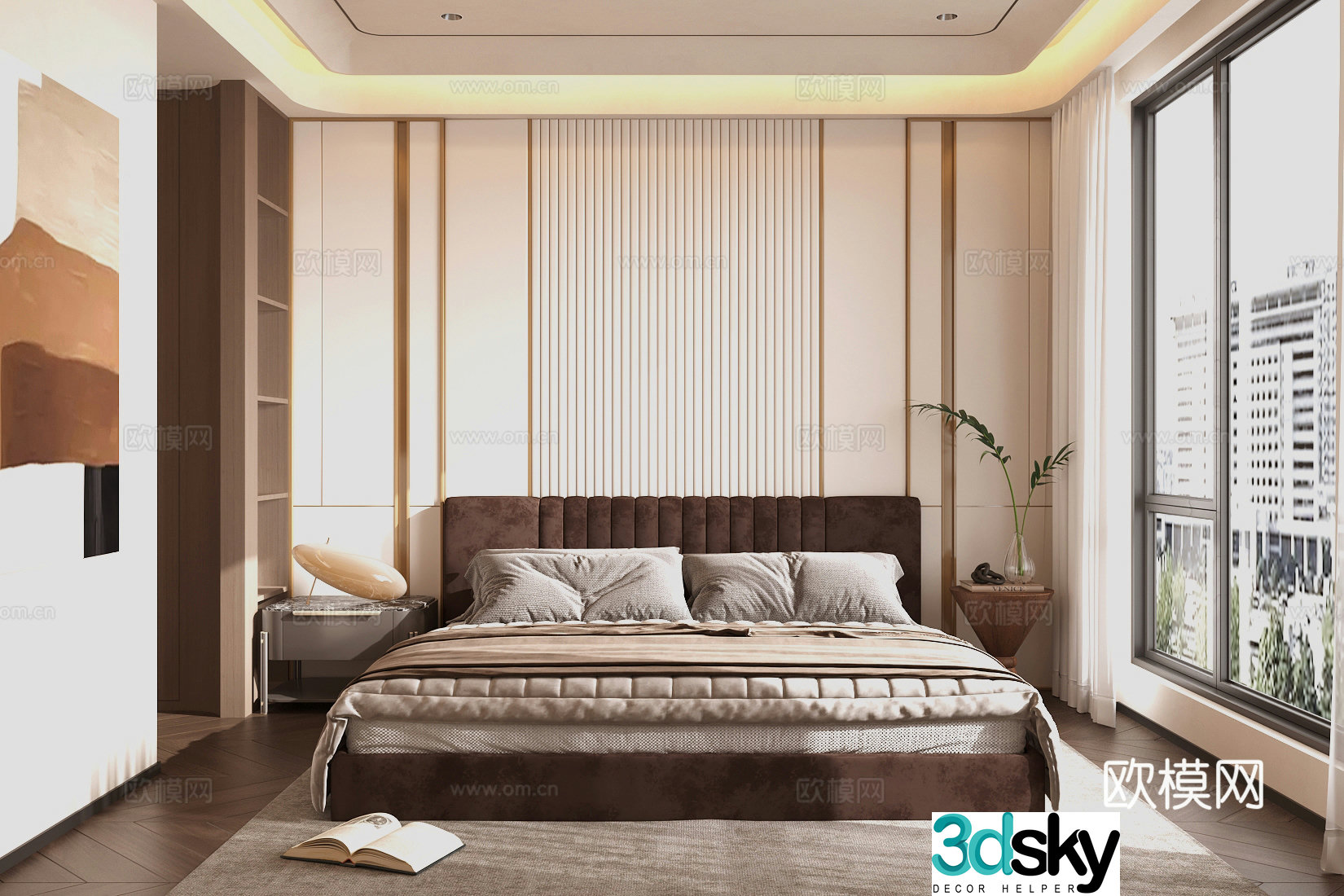 Modern Italian home bedroom Light luxury Italian bedroom Italian master bedroom Italian backrest double bed 3D model