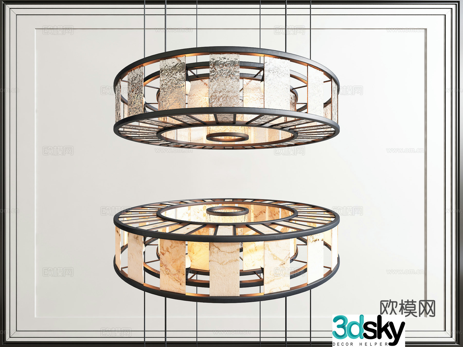 New Chinese round chandelier 3D model