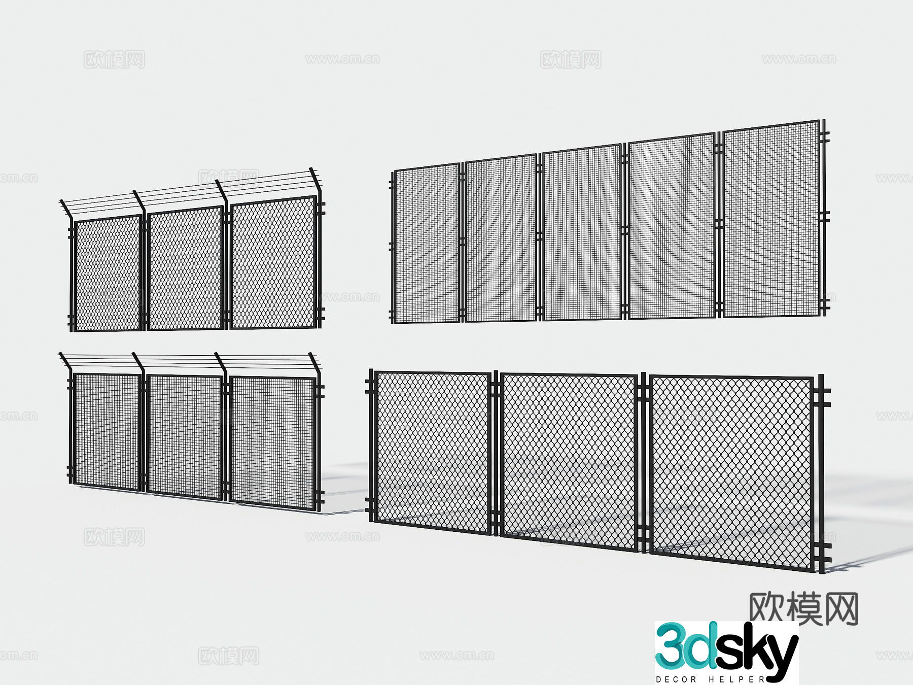Industrial wind barbed wire mesh barbed wire mesh fence modern barbed wire mesh court barbed wire mesh 3d model
