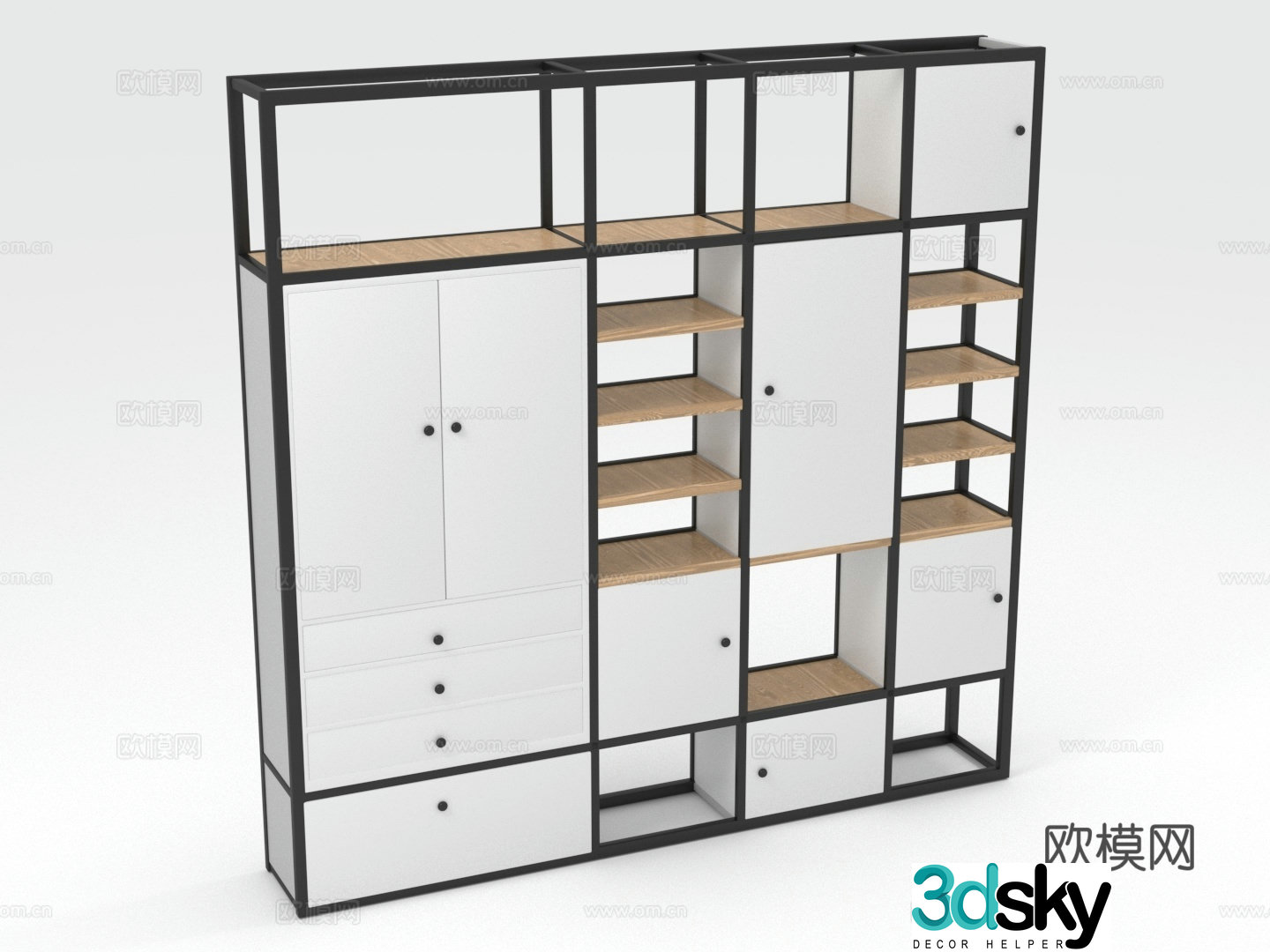 Combination cabinet storage cabinet bookcase chest of drawers wardrobe cabinet 3d model