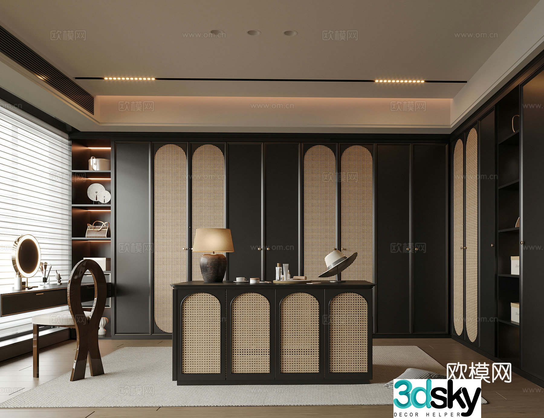 Modern island cloakroom wardrobe 3d model