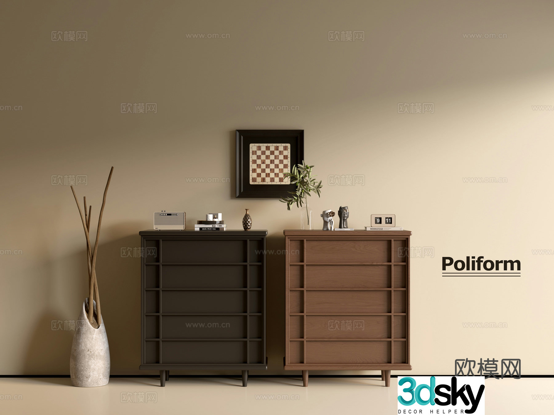 Modern wood grain cabinet ins wind minimalist wind cabinet whole cabinet sideboard balcony cabinet storage 3D model