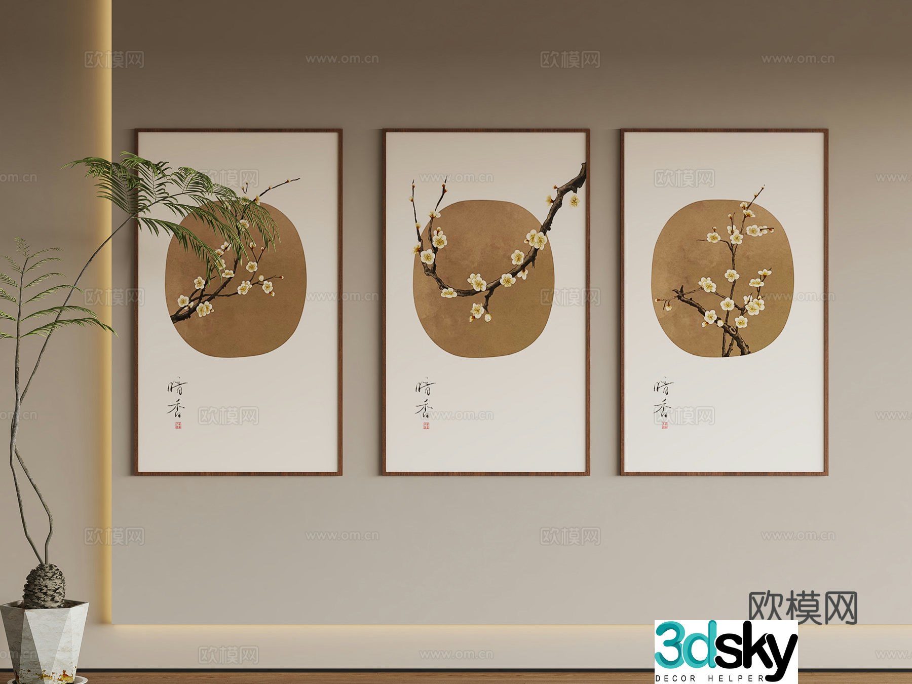 New Chinese style hanging painting 3D model