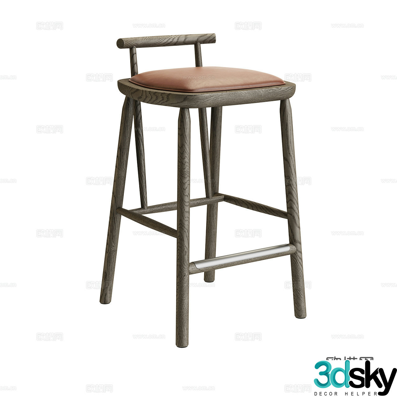 Linteloo New Chinese style bar chair Chinese style bar chair Bar stool Wooden bar stool Wooden bar chair 3D model