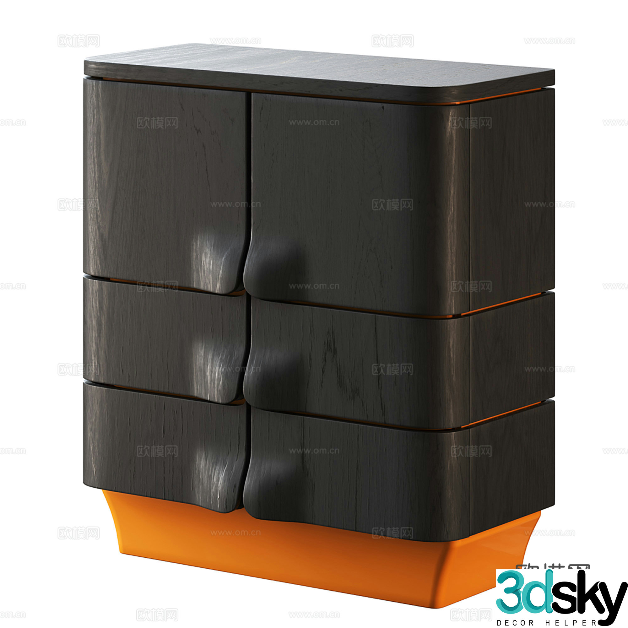 Medium style bedside table 3D model