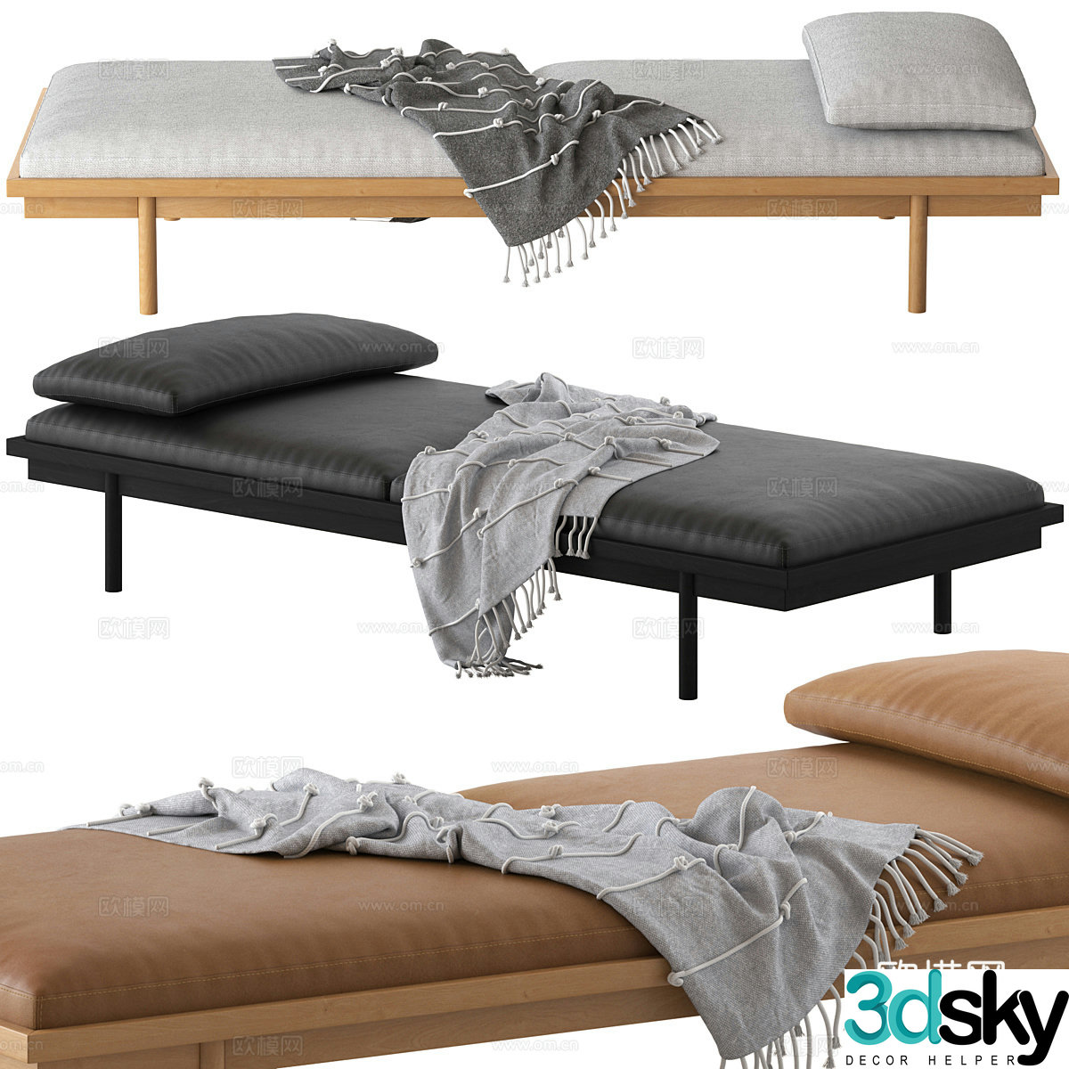 Modern Italian leather sofa bed 3d model