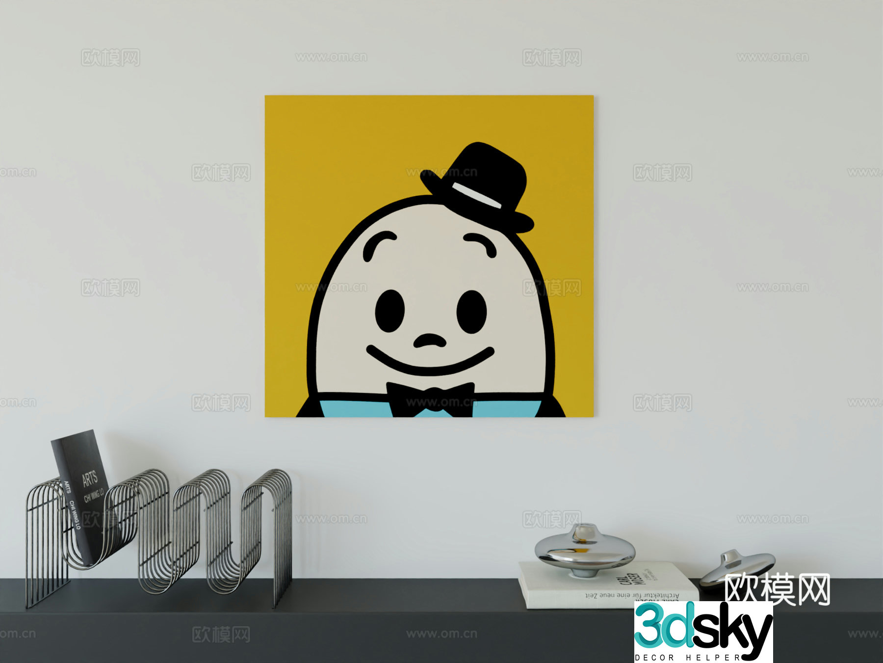 Modern minimalist cute cartoon character boy room girl room hanging painting 3d model
