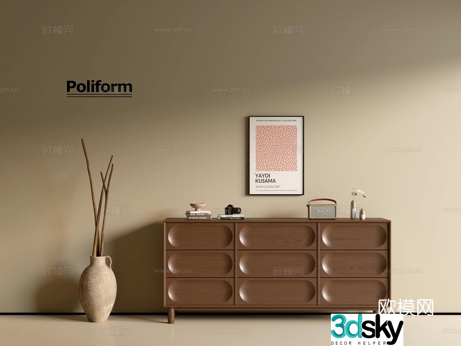 Modern wood grain cabinet ins wind minimalist wind cabinet whole cabinet sideboard balcony cabinet storage 3D model