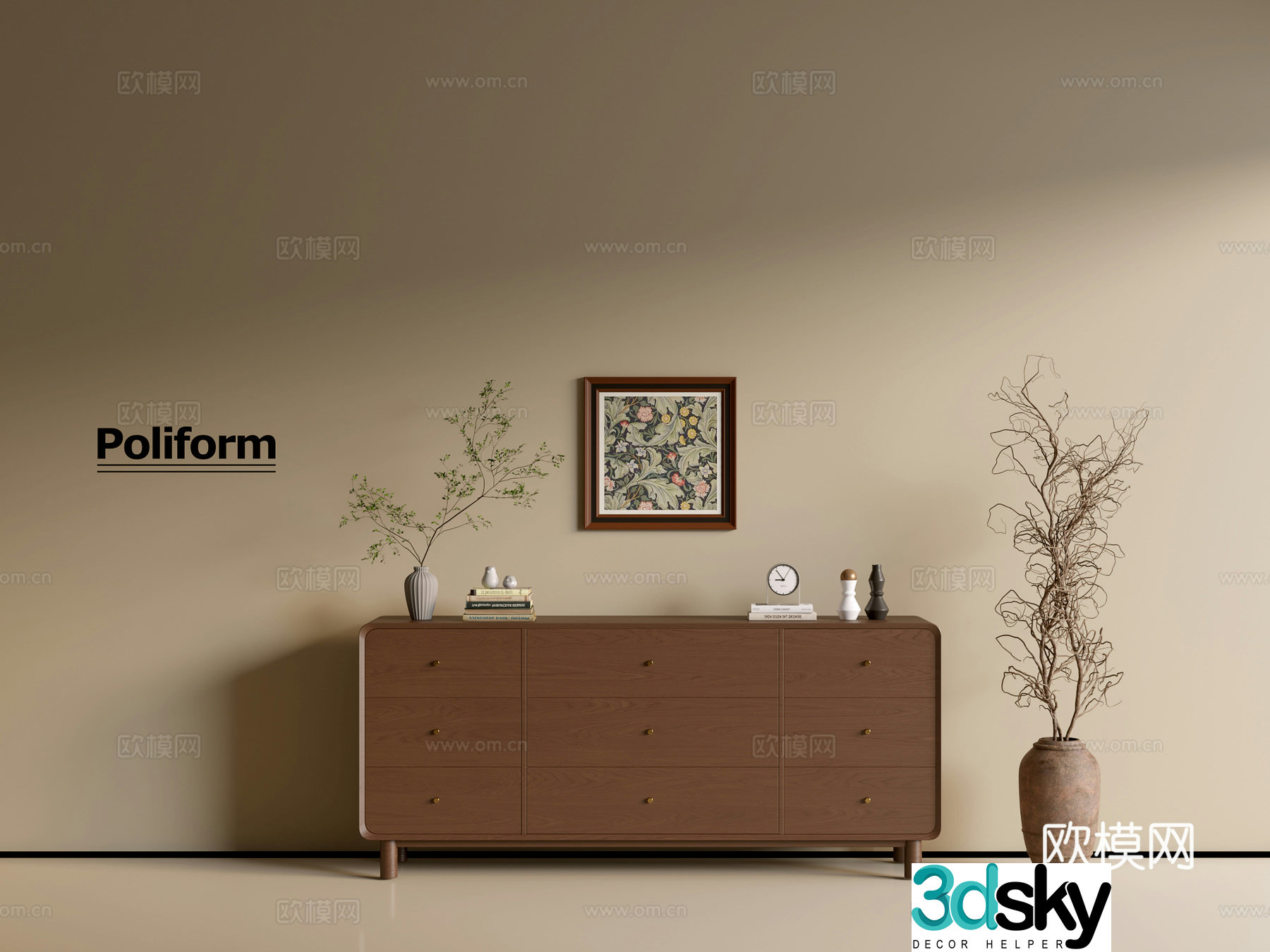 Modern wood grain cabinet ins wind minimalist wind cabinet whole cabinet sideboard balcony cabinet storage 3D model