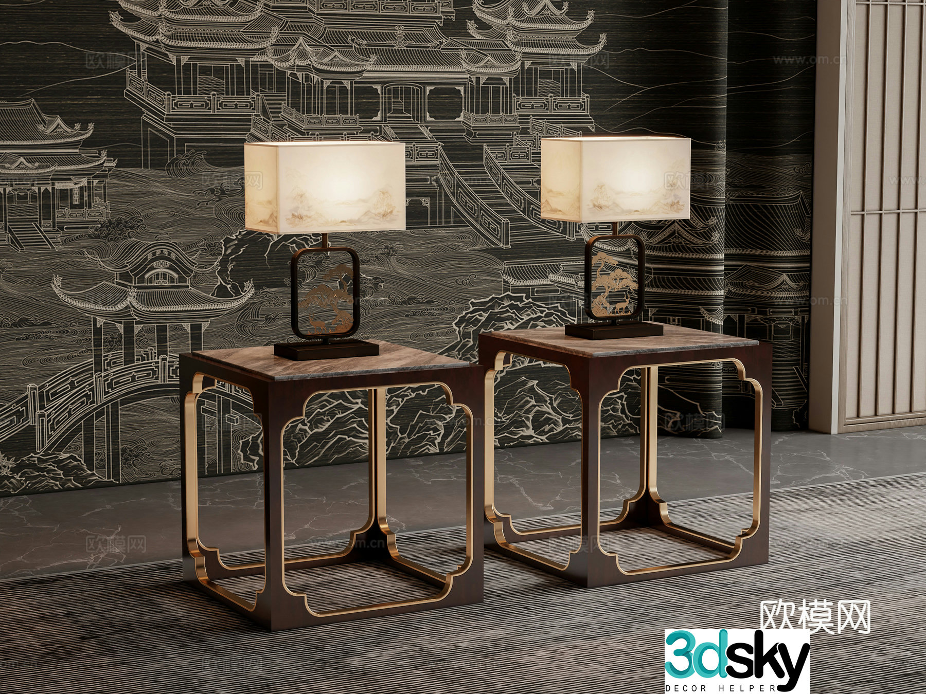 New Chinese side table 3D model