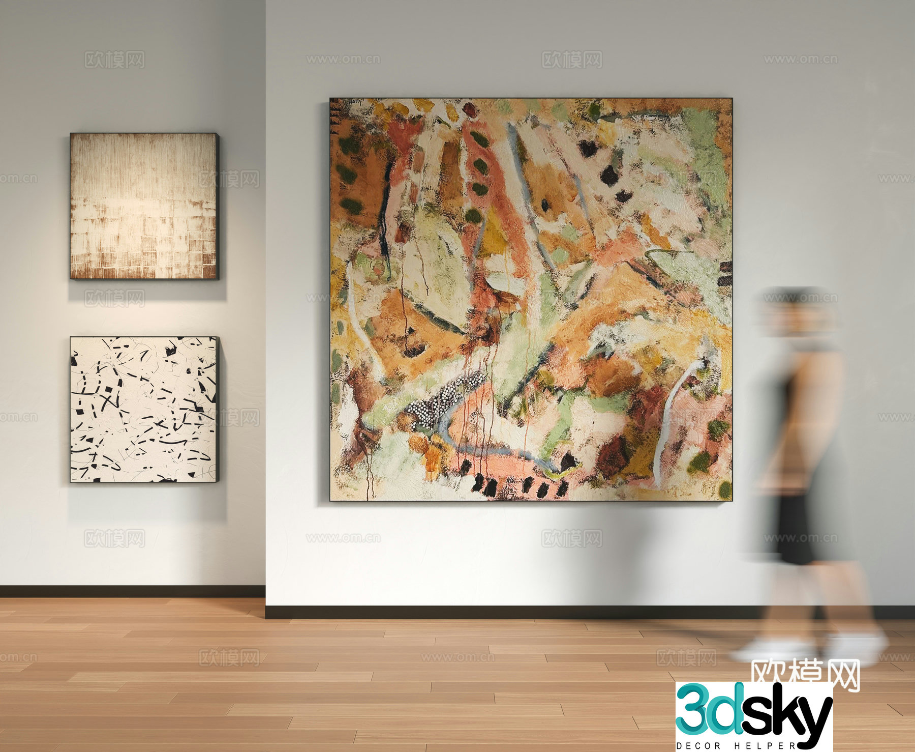 Modern abstract hanging paintings wasabi style texture hanging paintings background wall porch hanging paintings 3D model