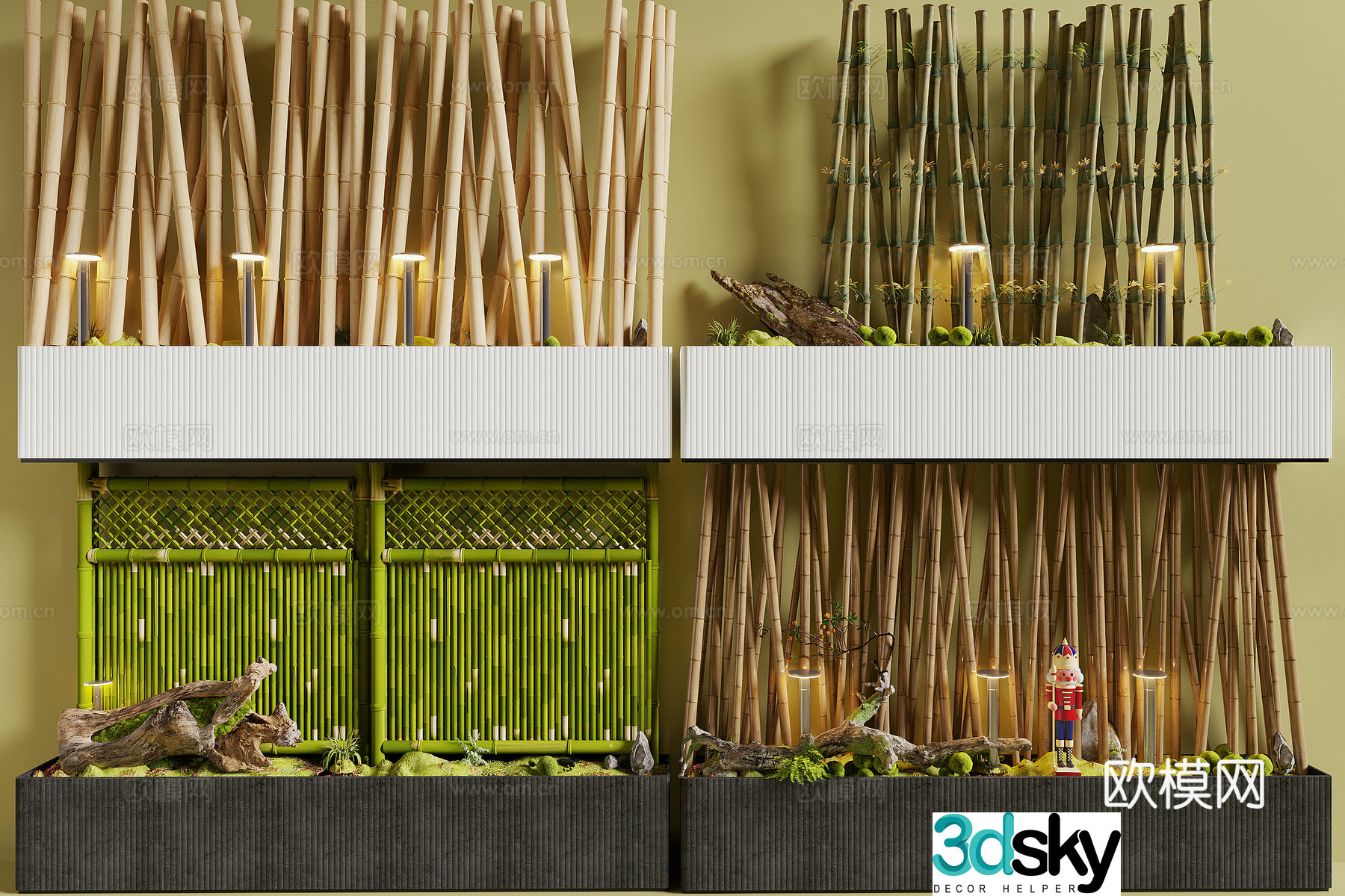 New Chinese style bamboo partition 3D model