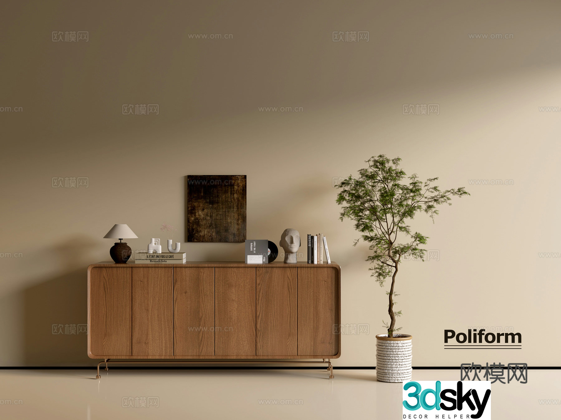 Modern wood grain cabinet ins wind minimalist wind cabinet whole cabinet sideboard balcony cabinet storage 3D model