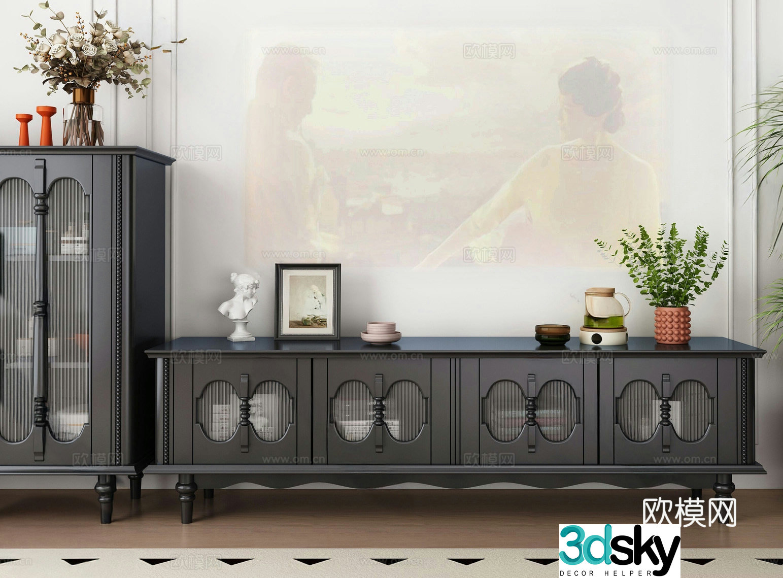 Medium retro TV cabinet 3d model