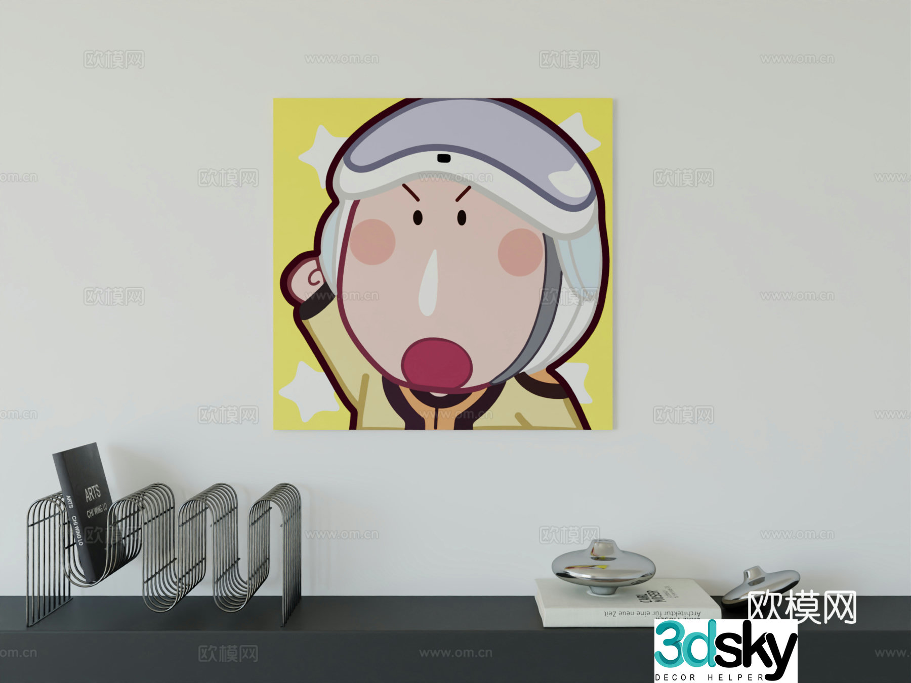 Modern minimalist cute cartoon character boy room girl room hanging painting 3d model