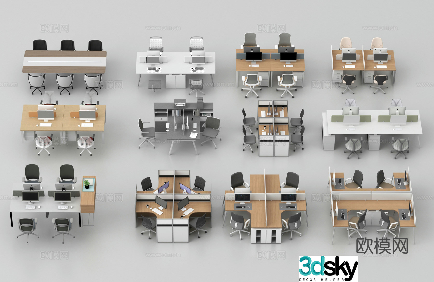 Office desk chair position work station post 3D model