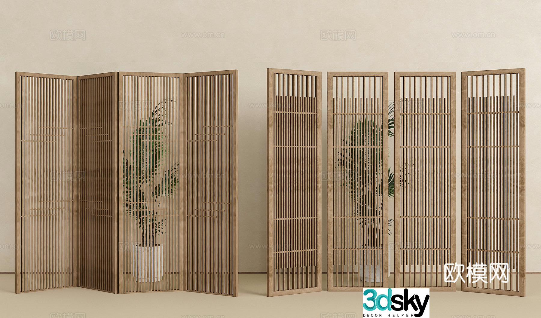 Screen partition Folding screen Folding partition 3D model