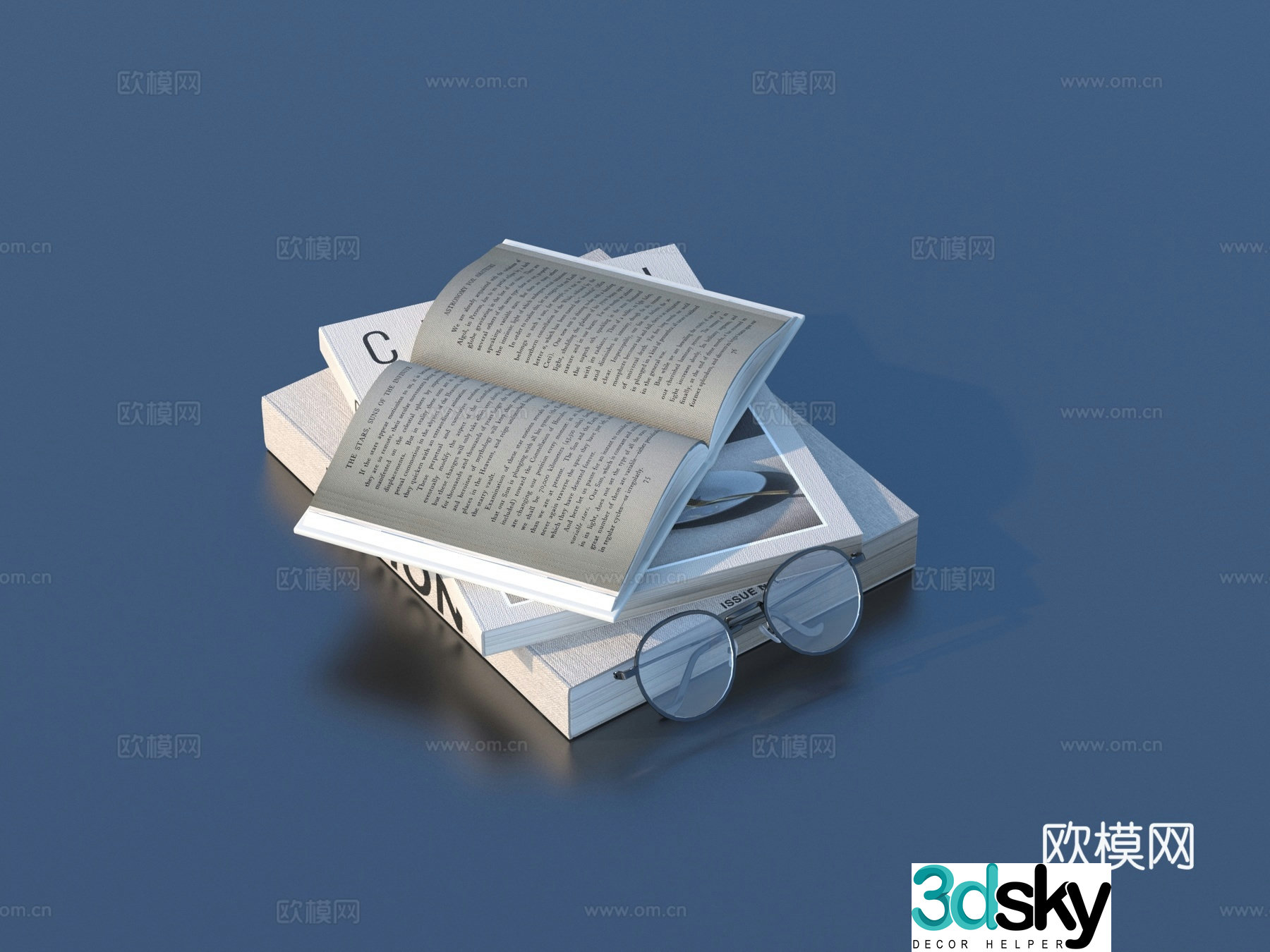 Book Glasses Novel 3D Model