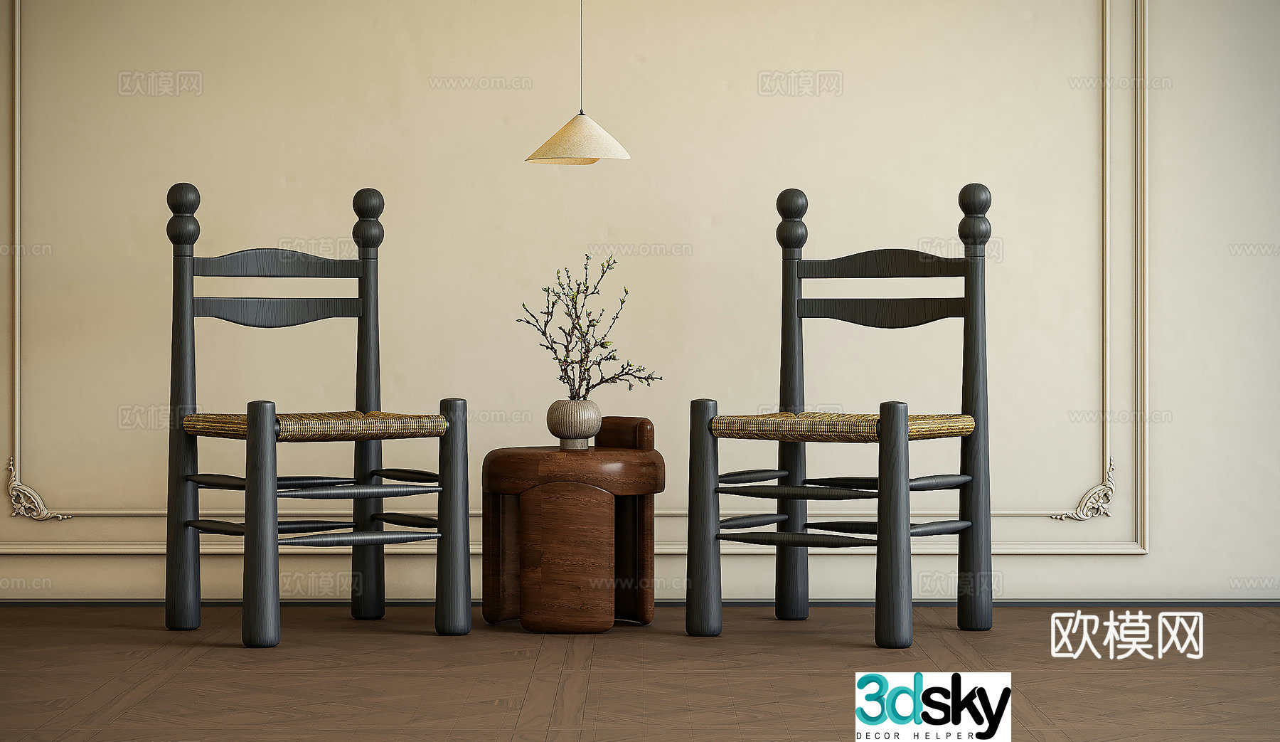 French single chair 3d model