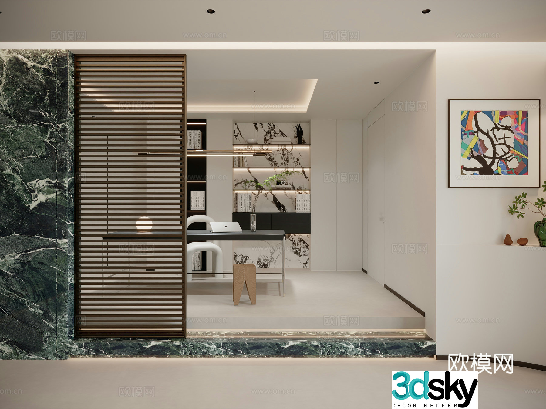Modern simple study 3d model