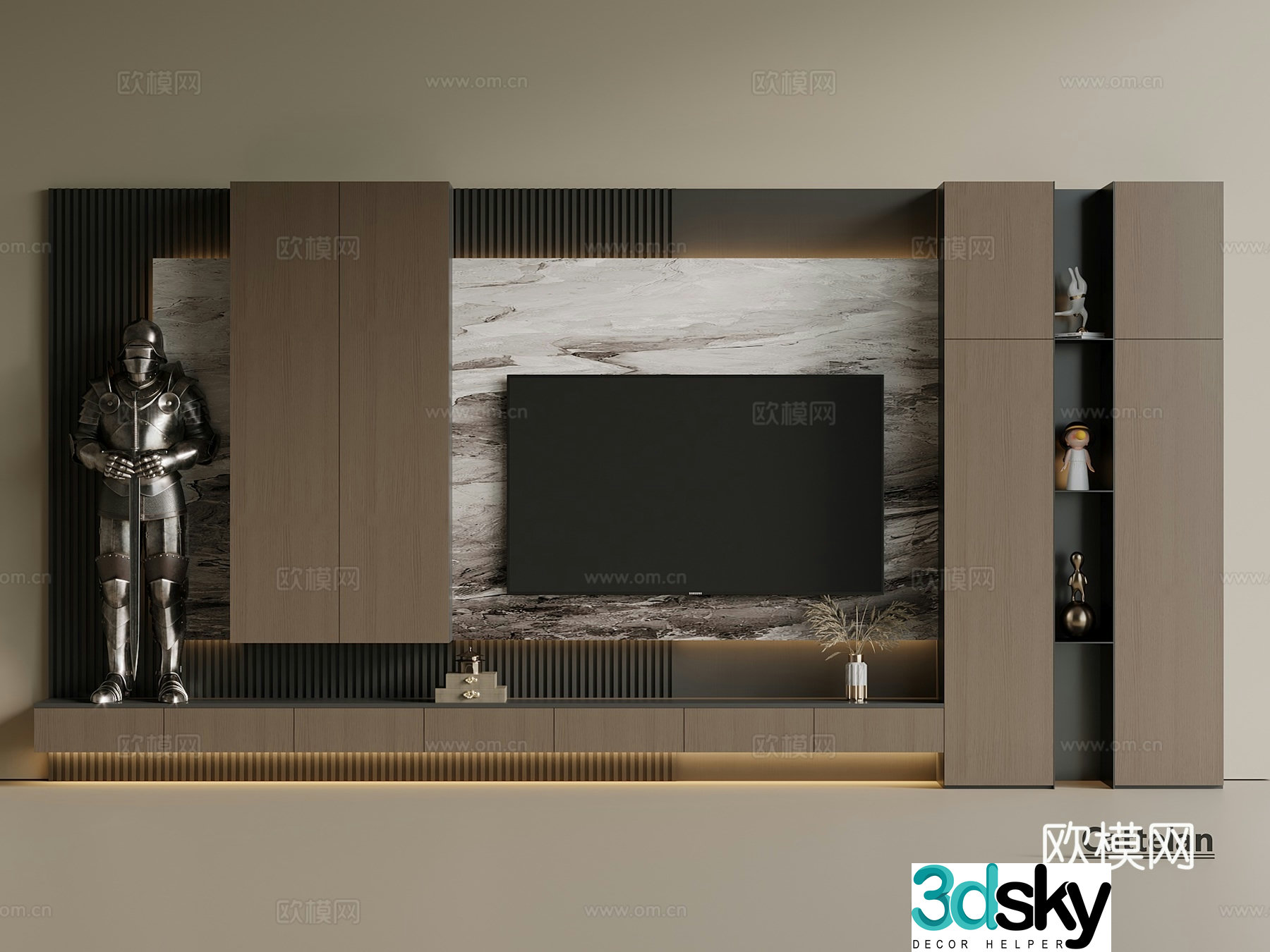 Light luxury Italian TV cabinet full-wall TV cabinet TV cabinet combination hanging TV cabinet 3D model