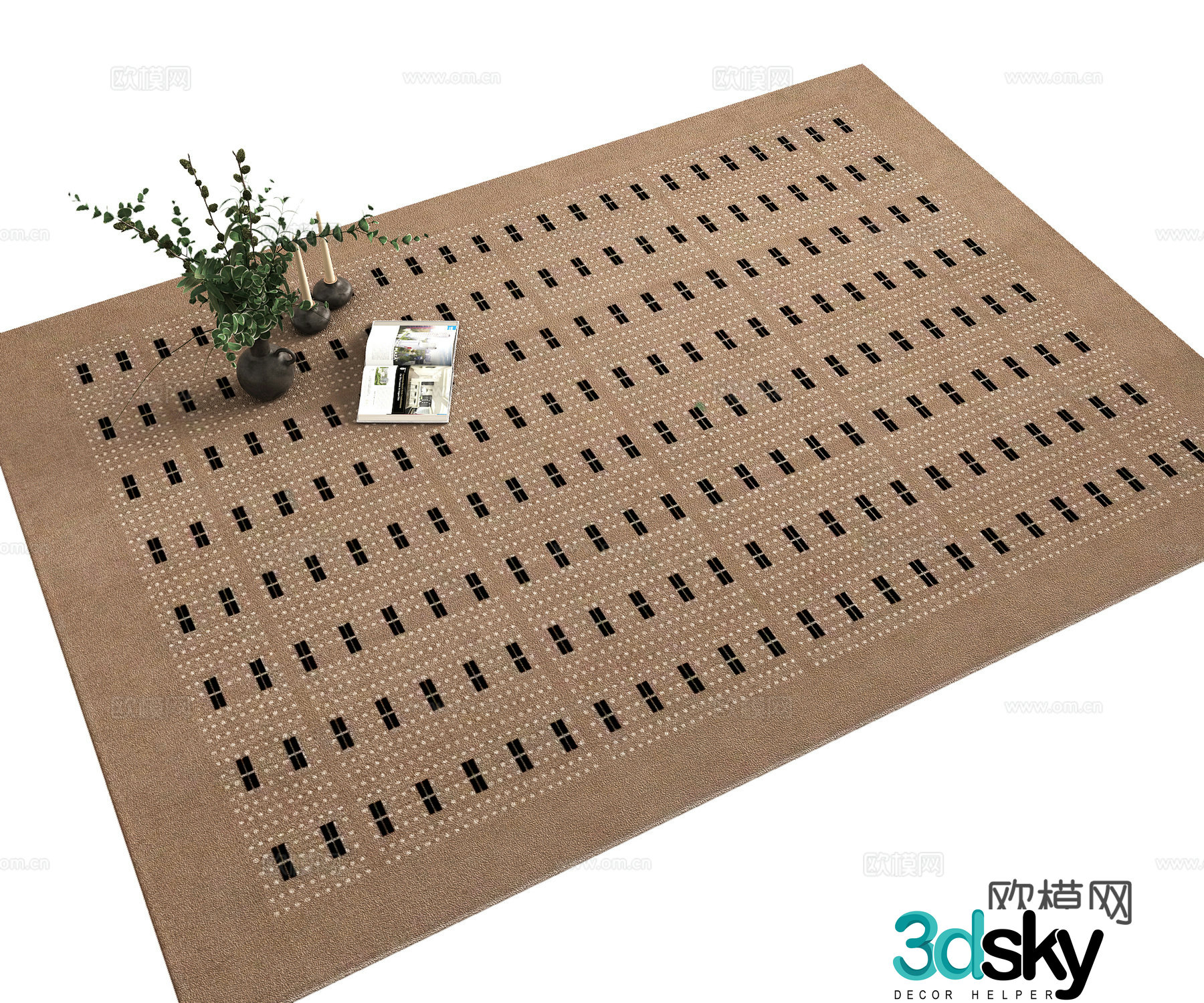 Medium vintage retro maillard color system living room bedroom carpet 3d model