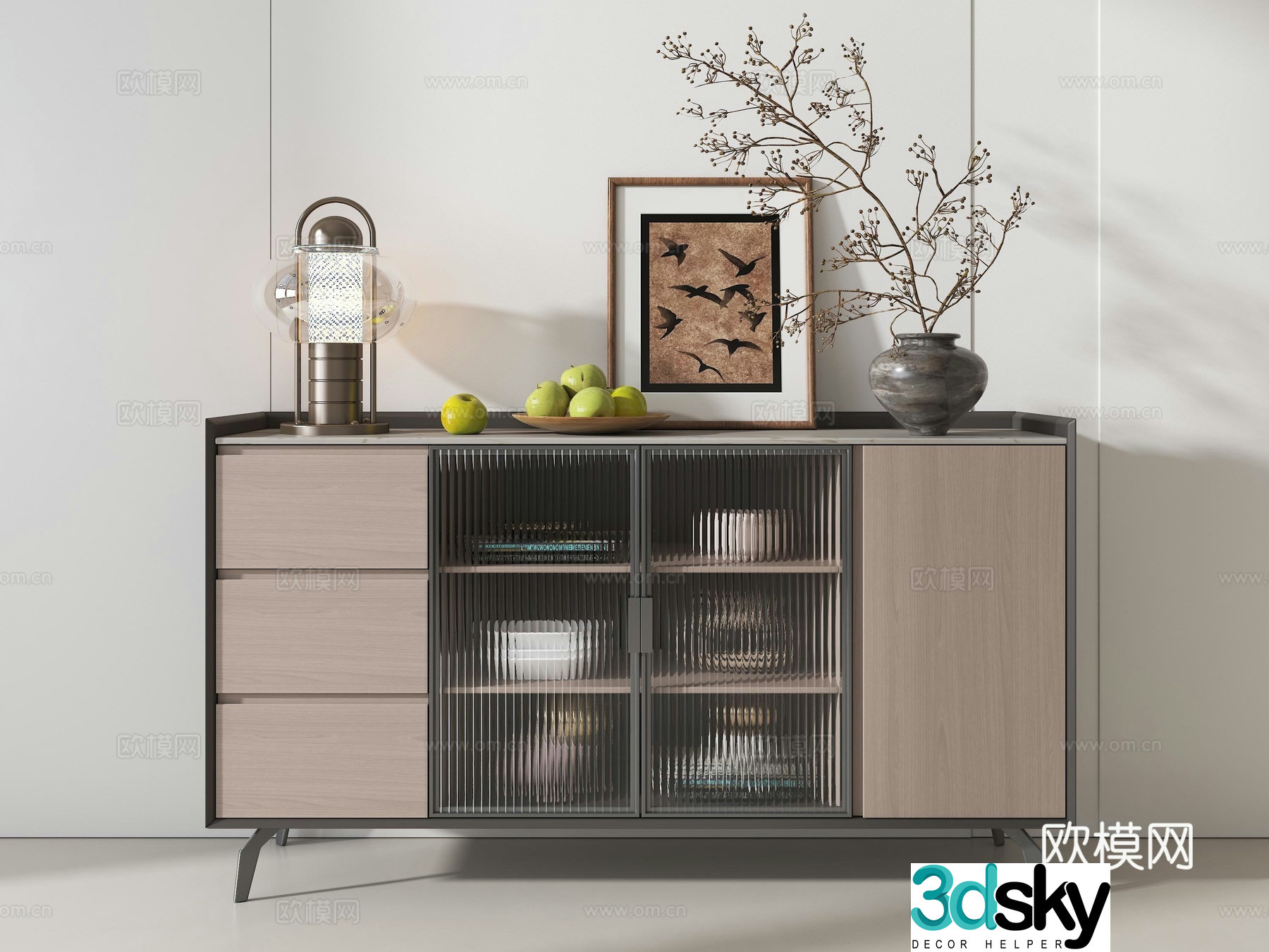 Modern sideboard sideboard sideboard low cabinet medieval style sideboard creamy style sideboard new Chinese sideboard 3D model
