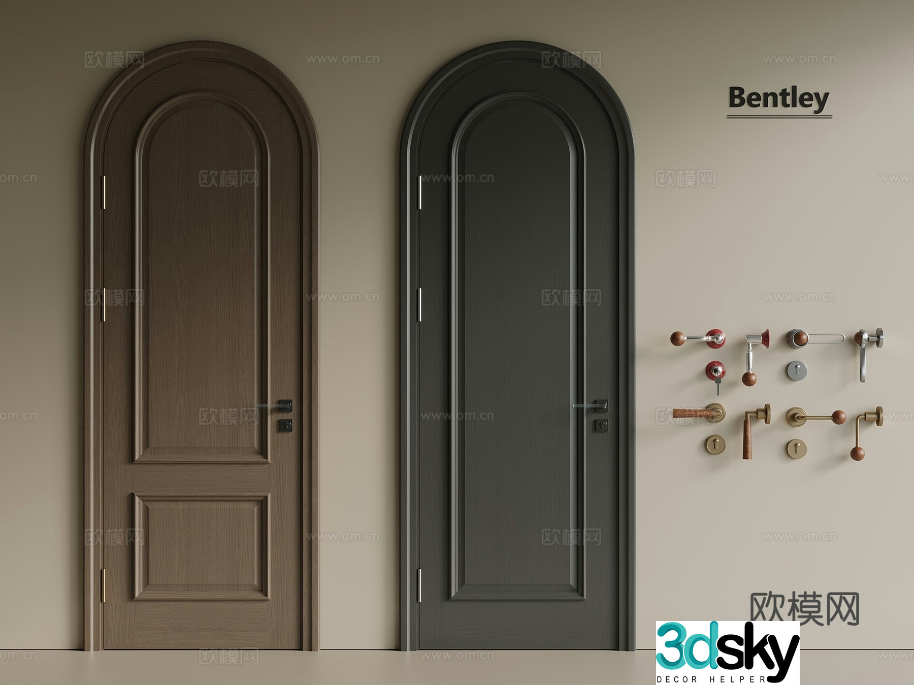 French Italian single-open door wooden door bedroom door interior door solid wood door door 3d model