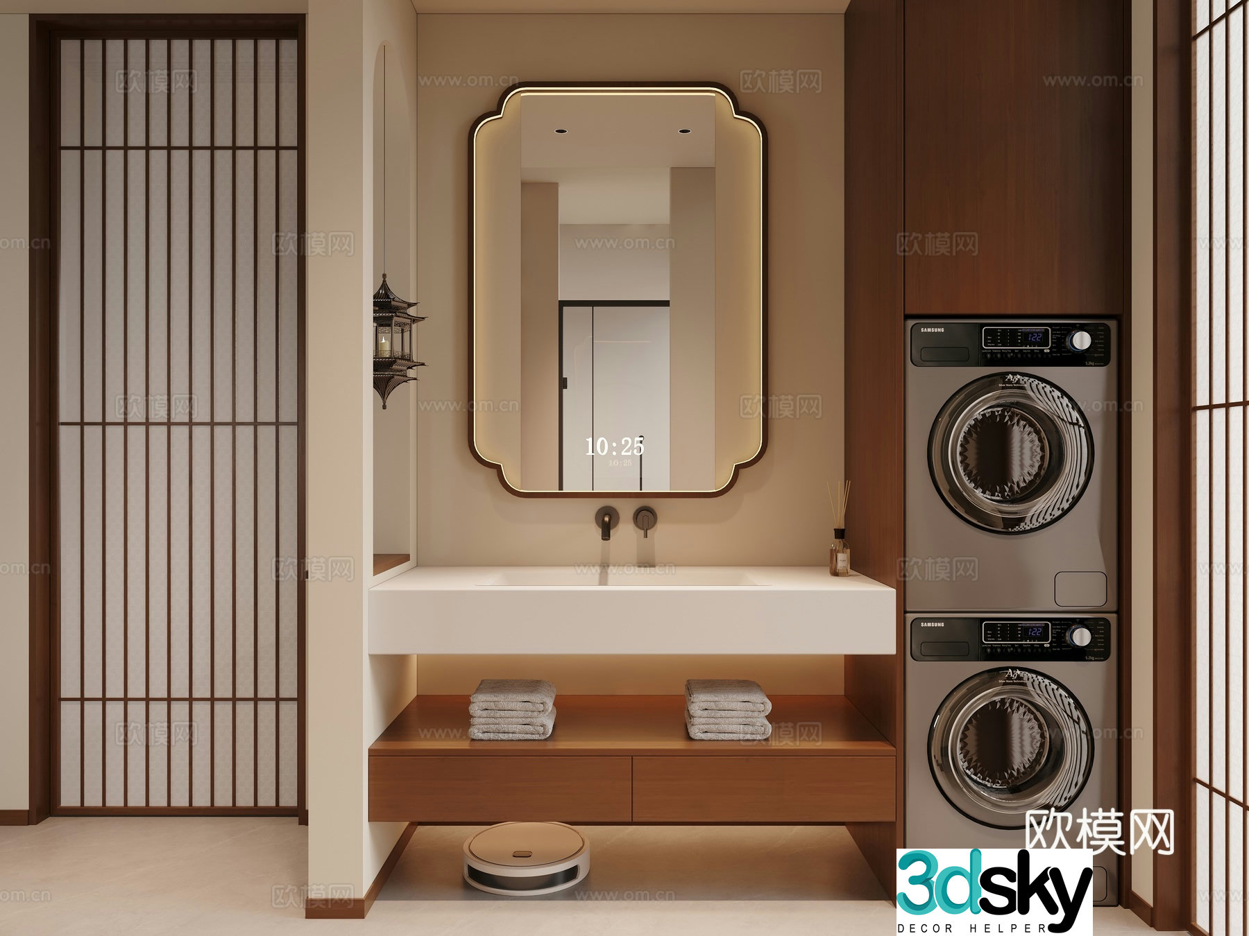 New Chinese-style Zen bathroom Song’s bathroom Middle-aged bathroom Wet and dry bathroom 3D model