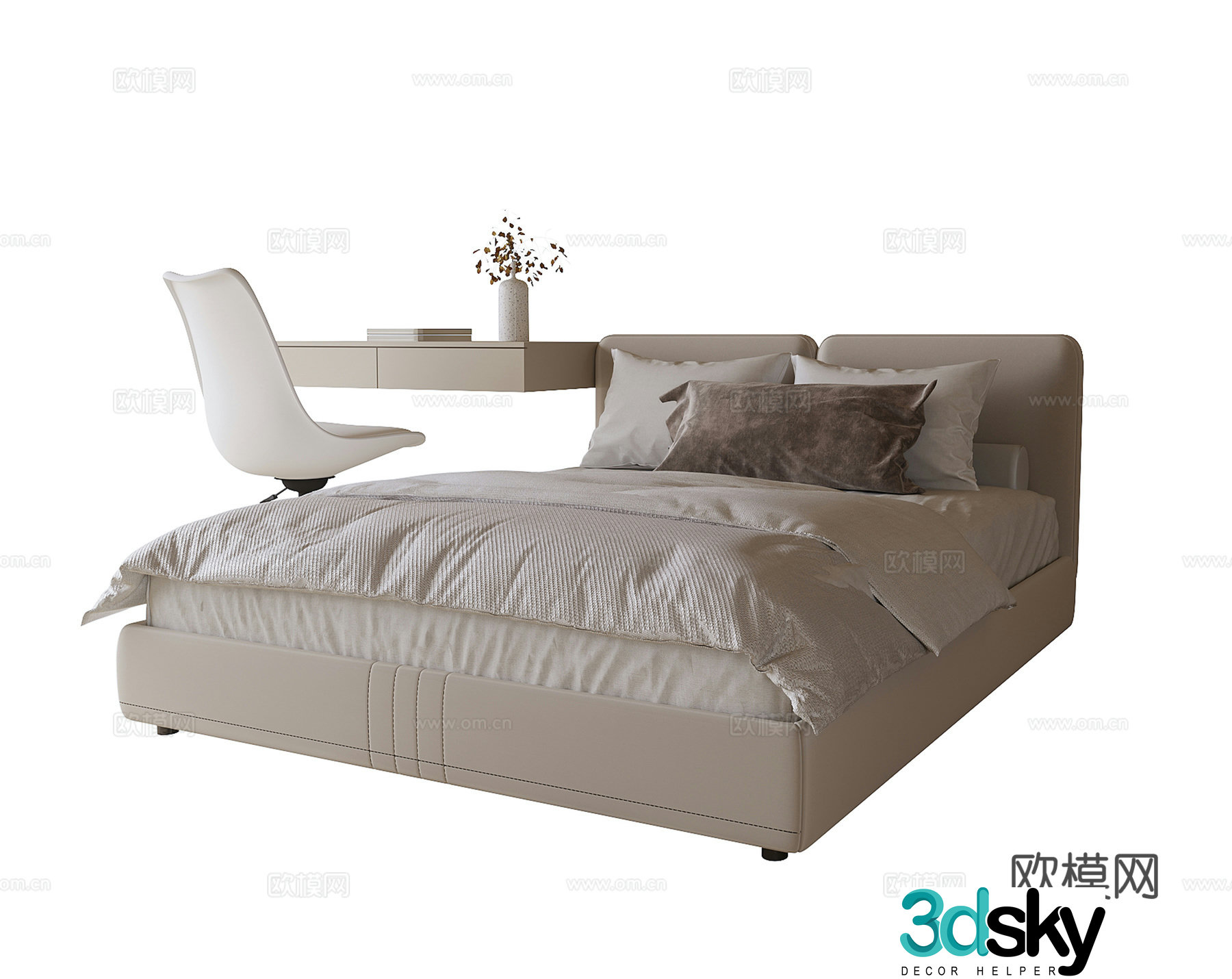 Modern children’s bed single bed desk chair dressing table 3d model
