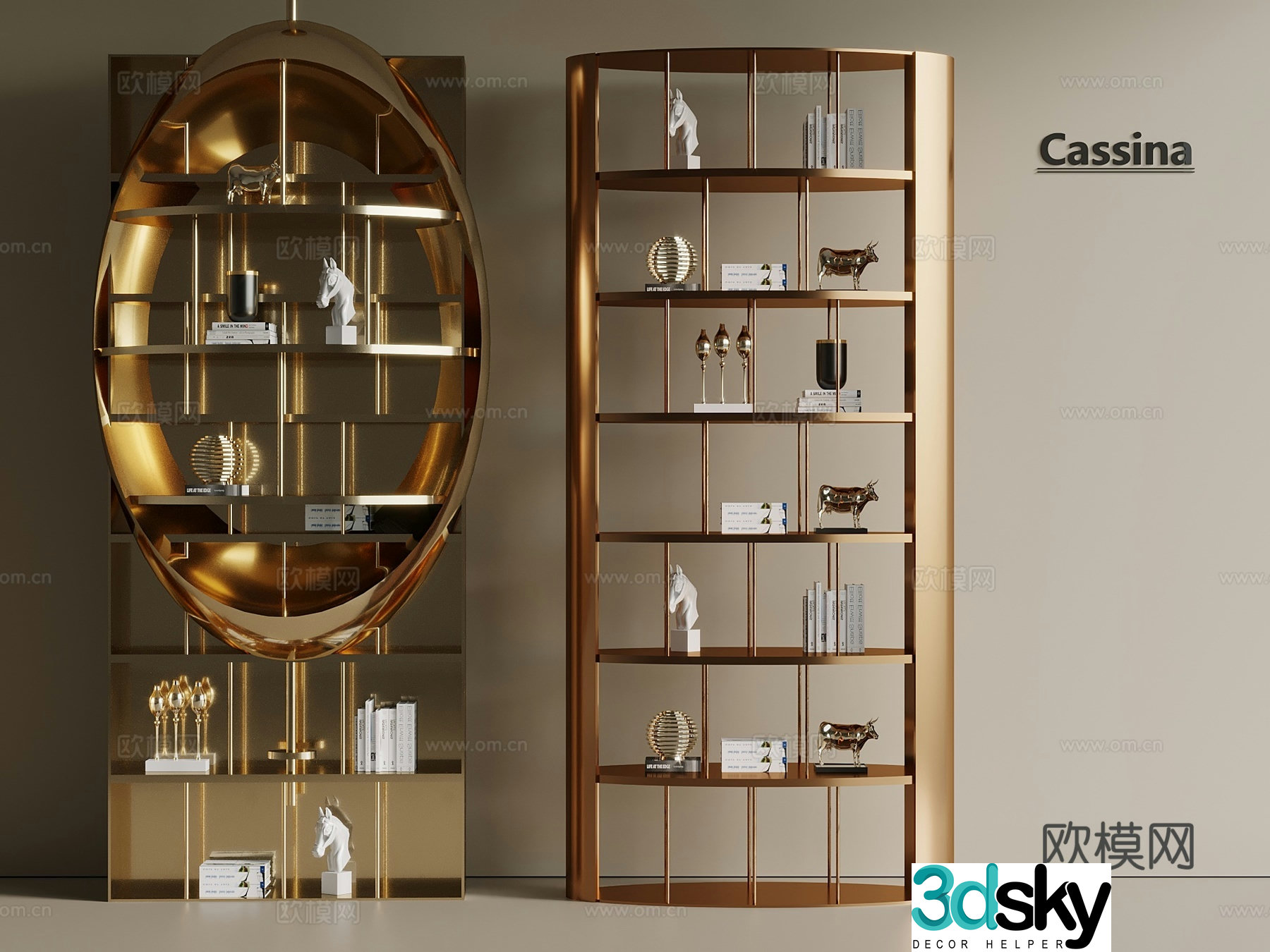 Light luxury French storage rack decorative rack display rack metal rack 3d model