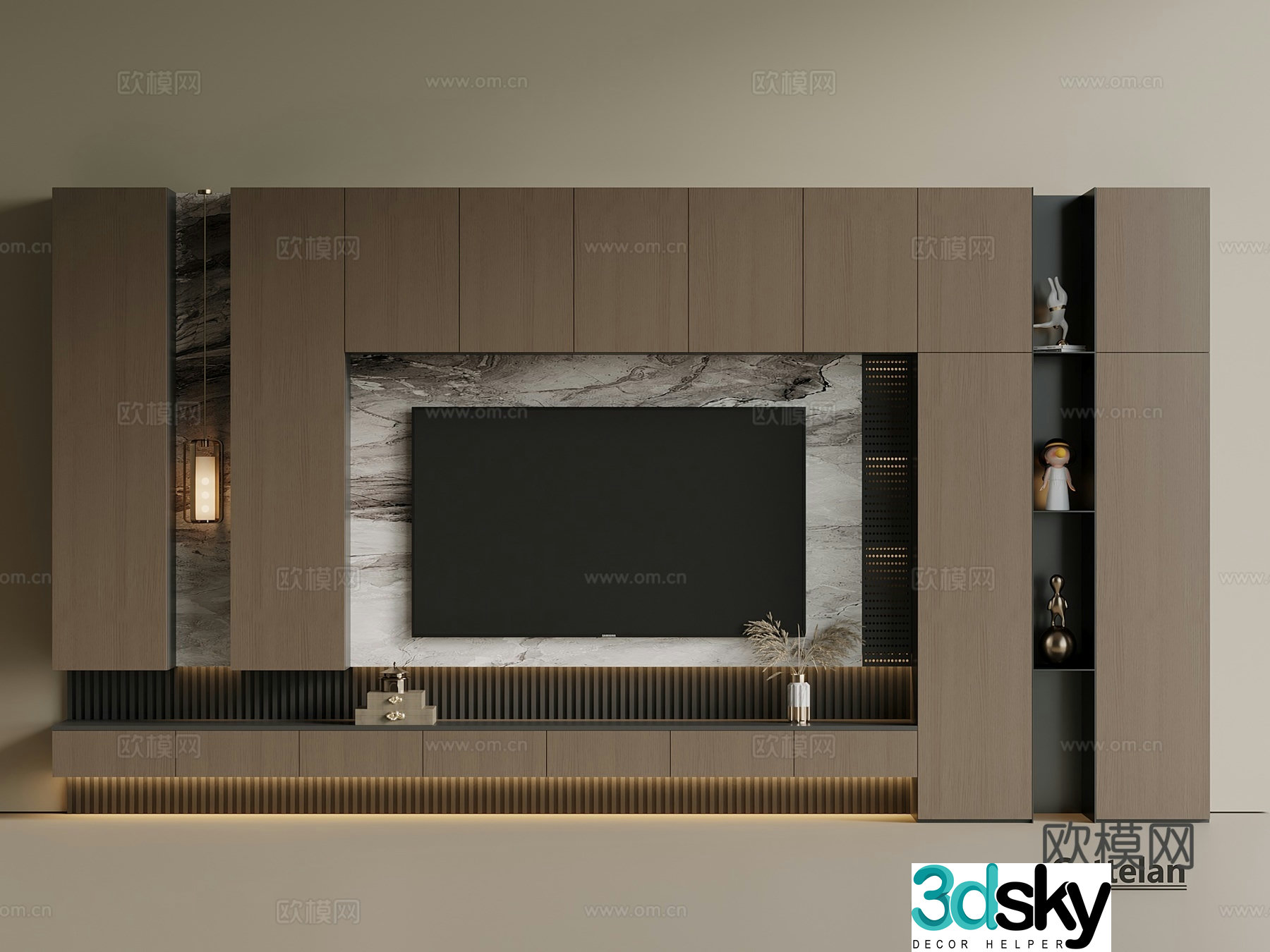 Light luxury Italian TV cabinet full-wall TV cabinet TV cabinet combination hanging TV cabinet 3D model