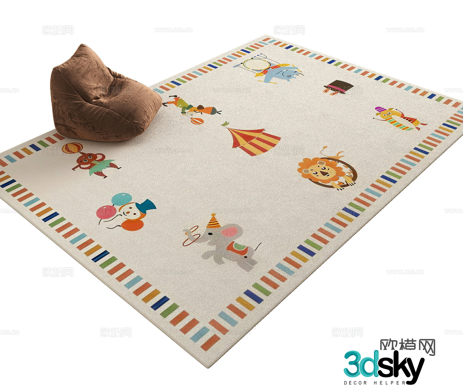 New children’s room carpet dopamine bedroom carpet 3d model