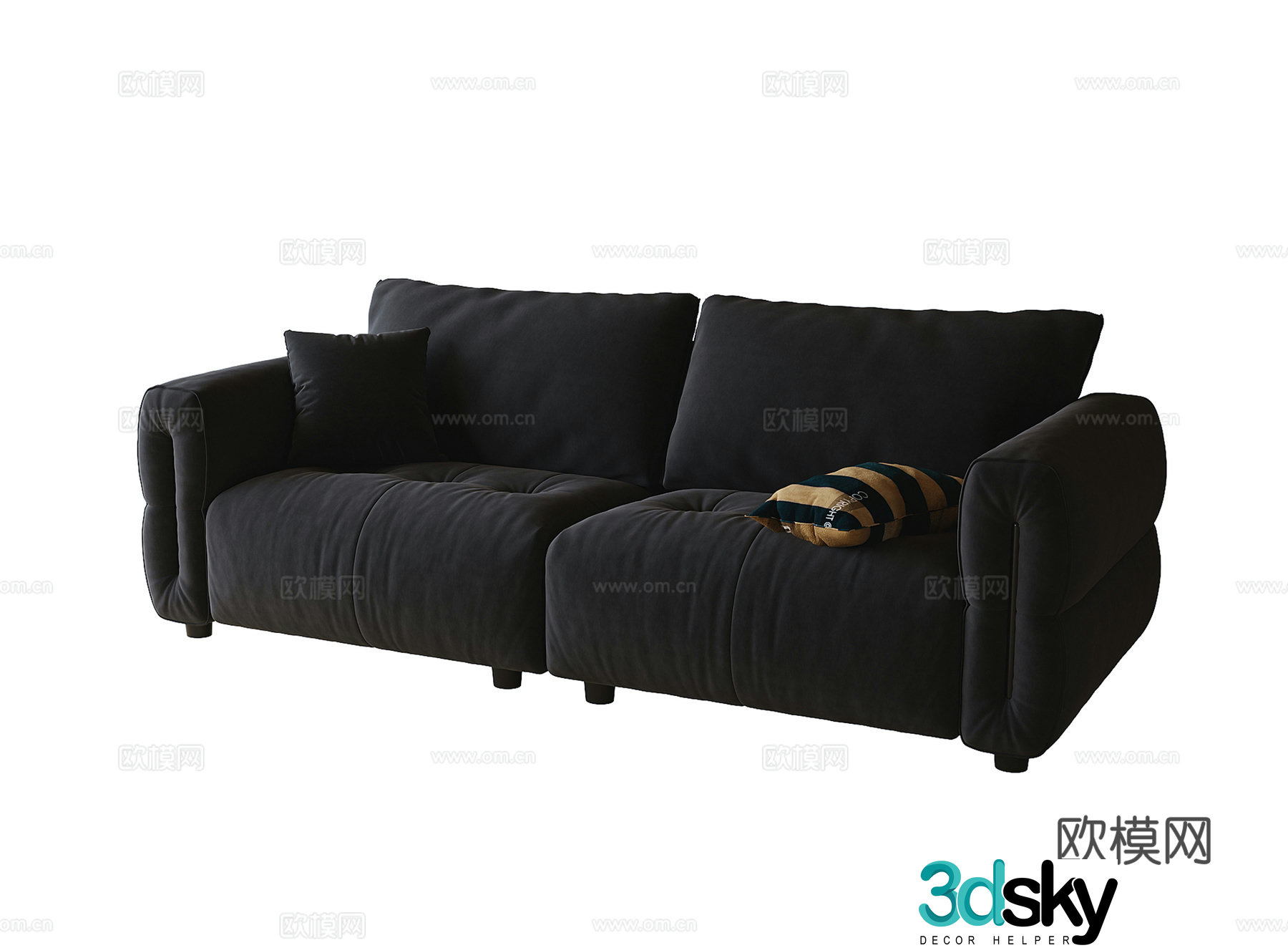 Modern double bed fabric sofa 3d model
