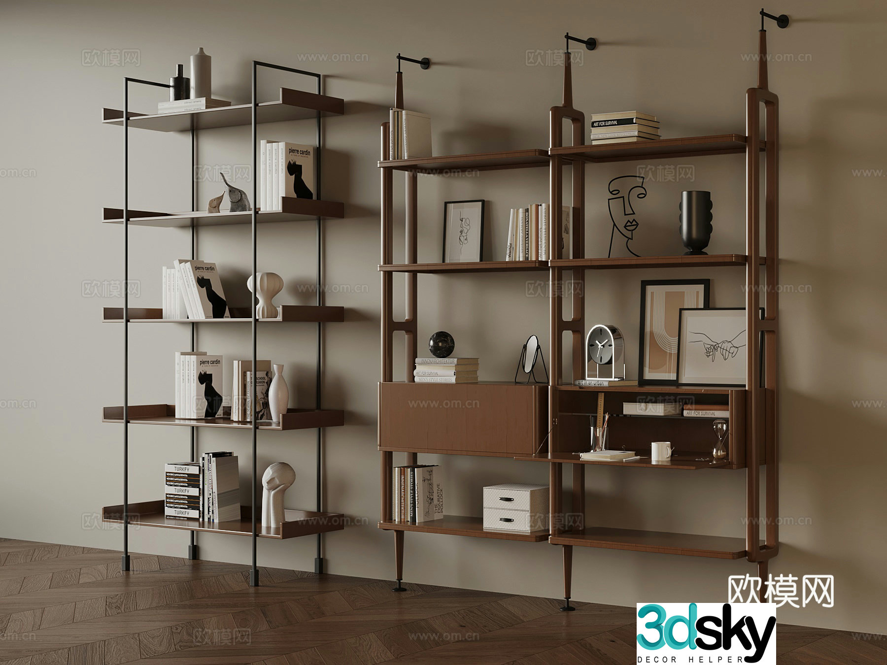Bookshelf Middle style bookshelf Shelf 3D model