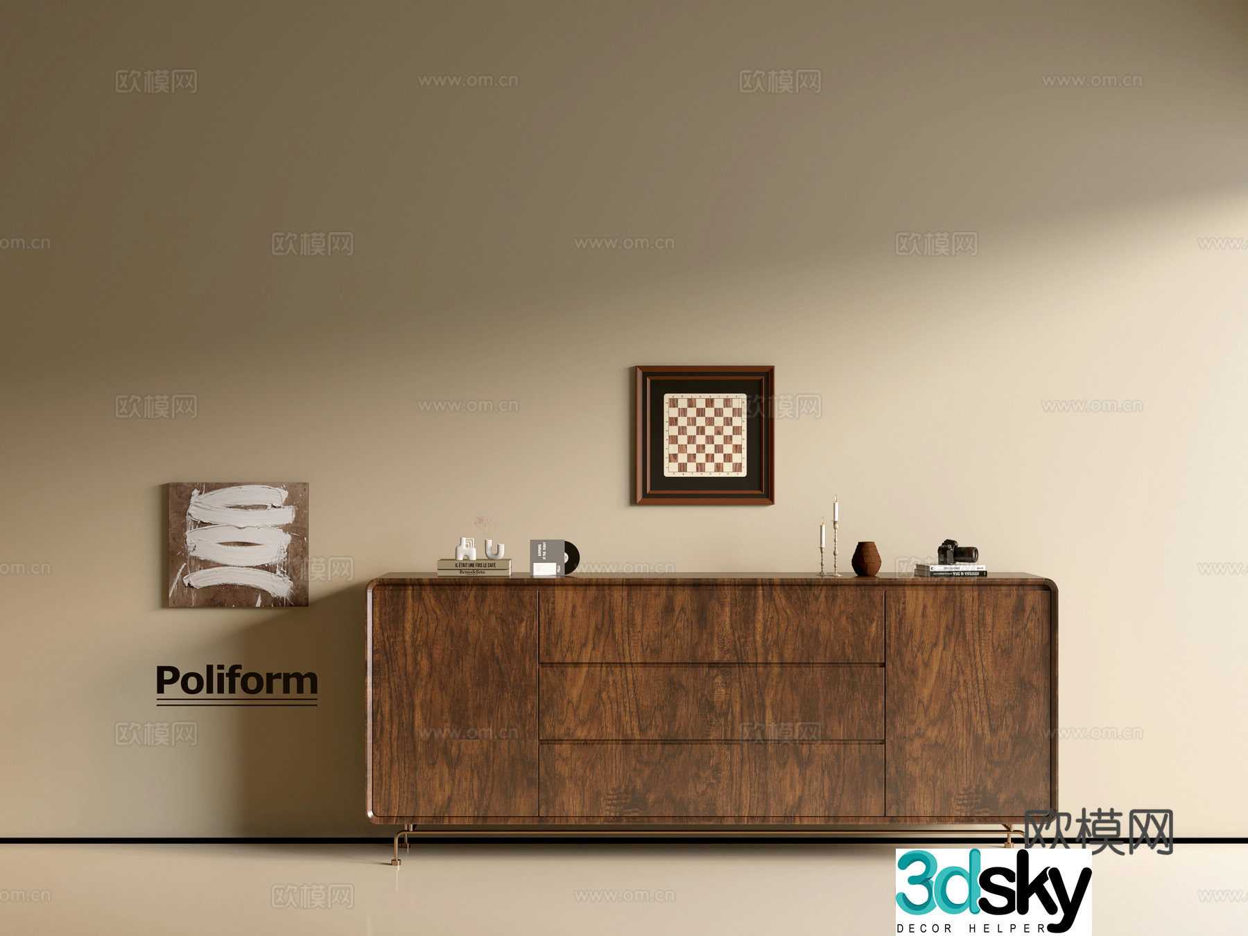 Modern wood grain cabinet ins wind minimalist wind cabinet whole cabinet sideboard balcony cabinet storage 3D model