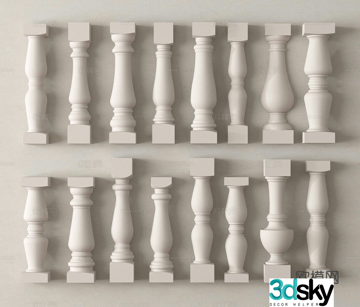 European columns bottle columns railing columns guardrail columns 3D model