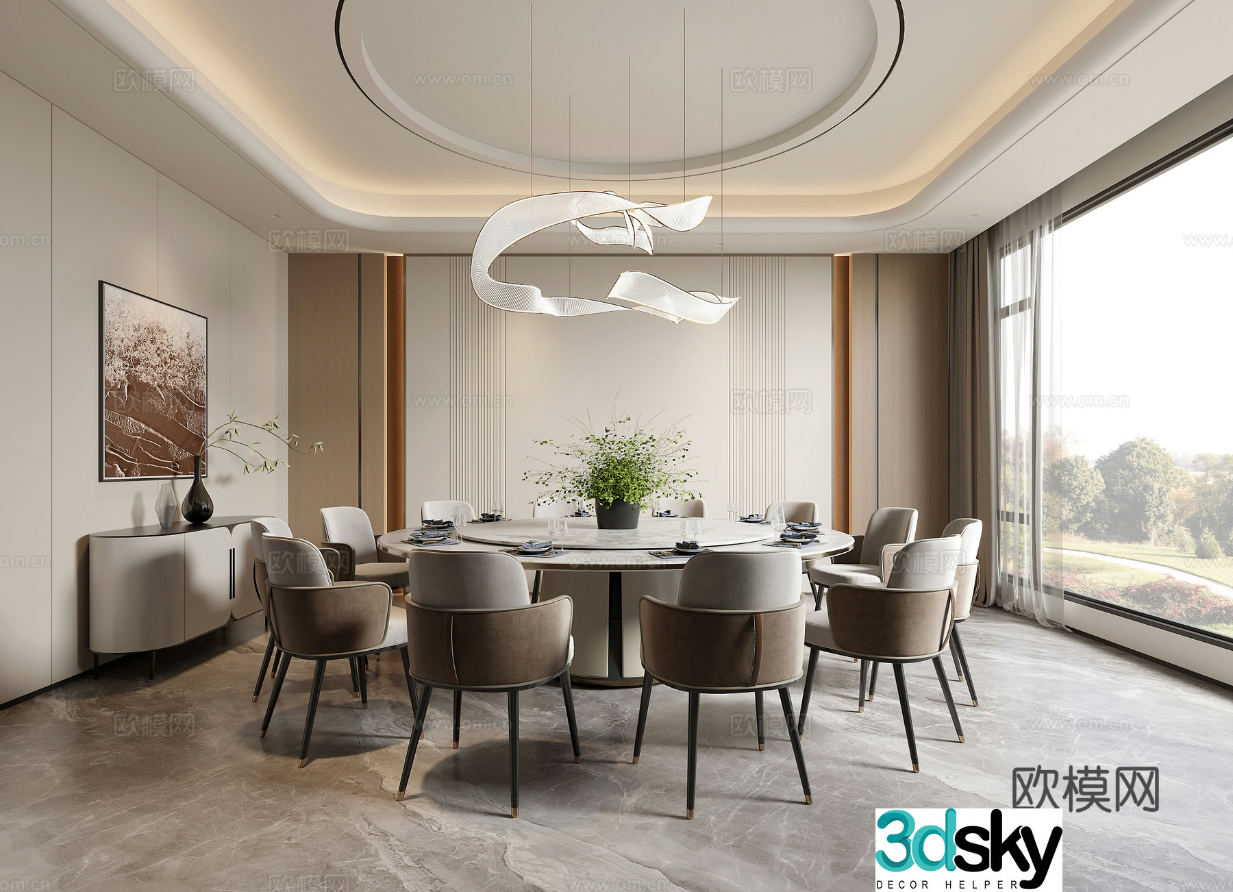 Modern restaurant private room 3D model