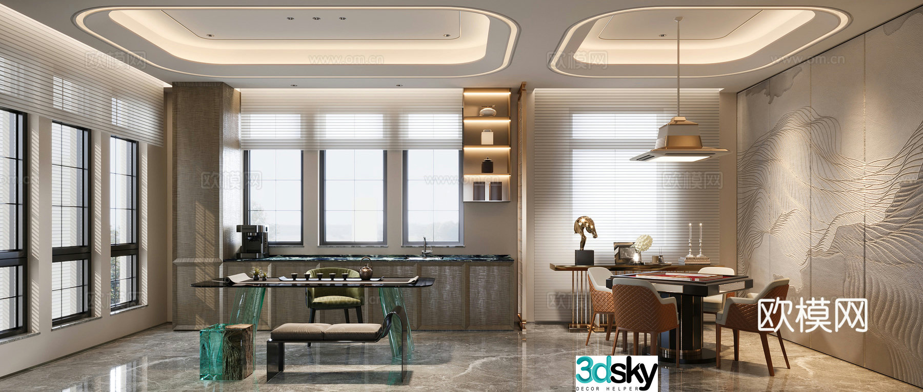 Modern tea room light luxury tea room modern machine room 3D model