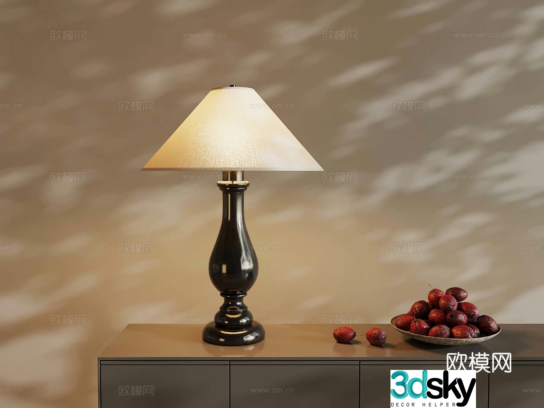 French medieval style table lamp 3d model