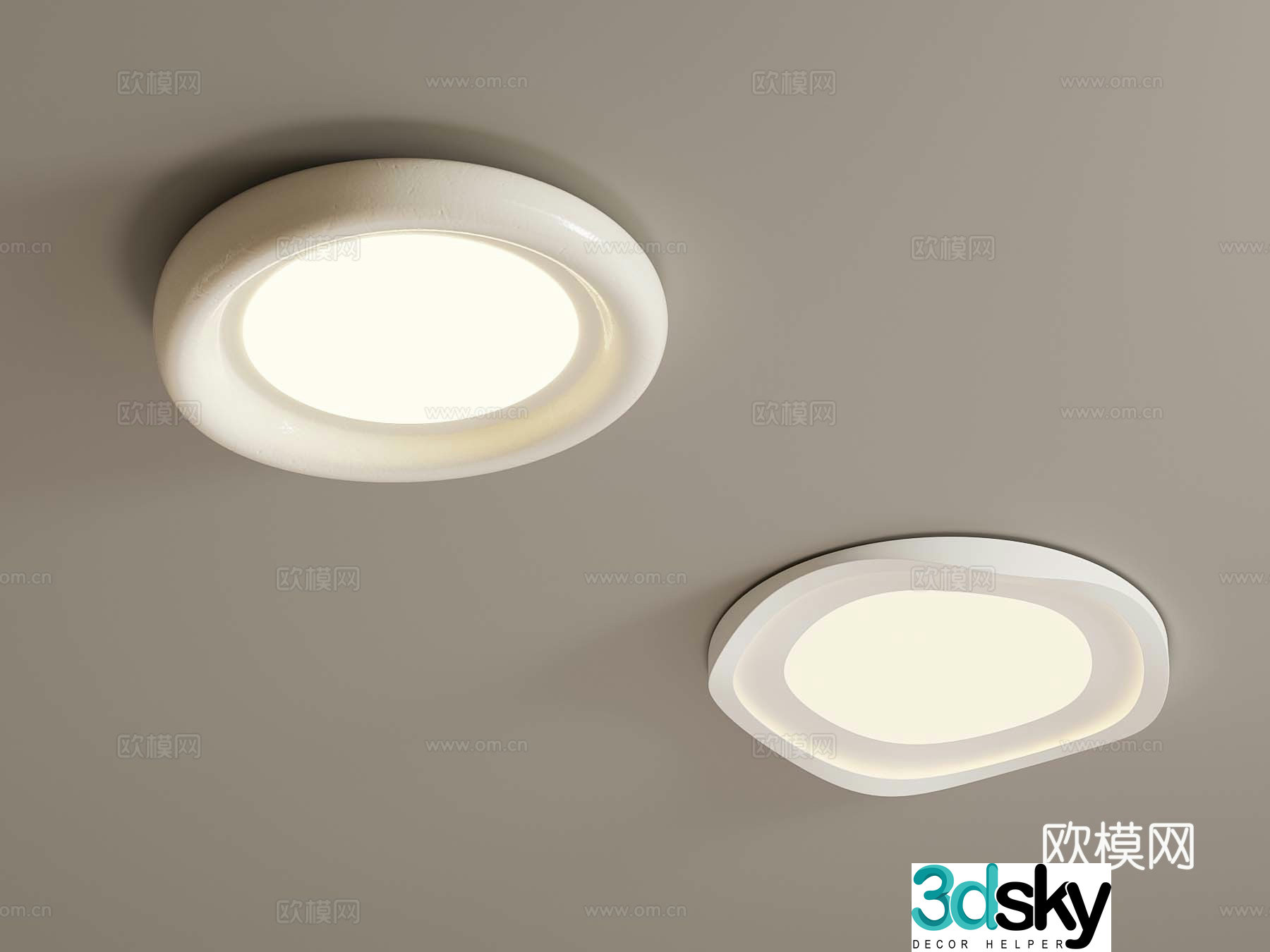 Modern Cream Ceiling Light 3D Model