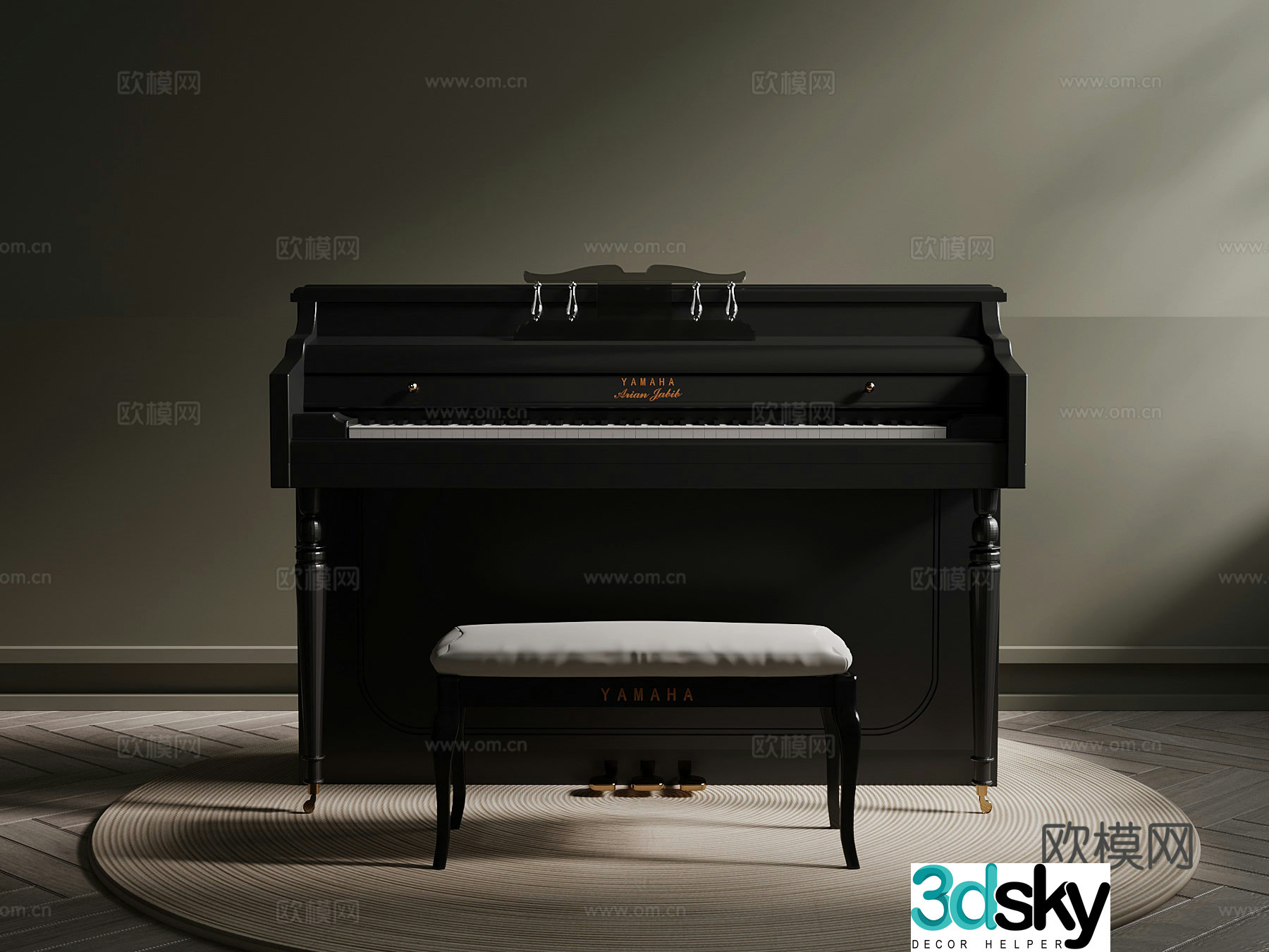 Modern musical instrument piano 3d model