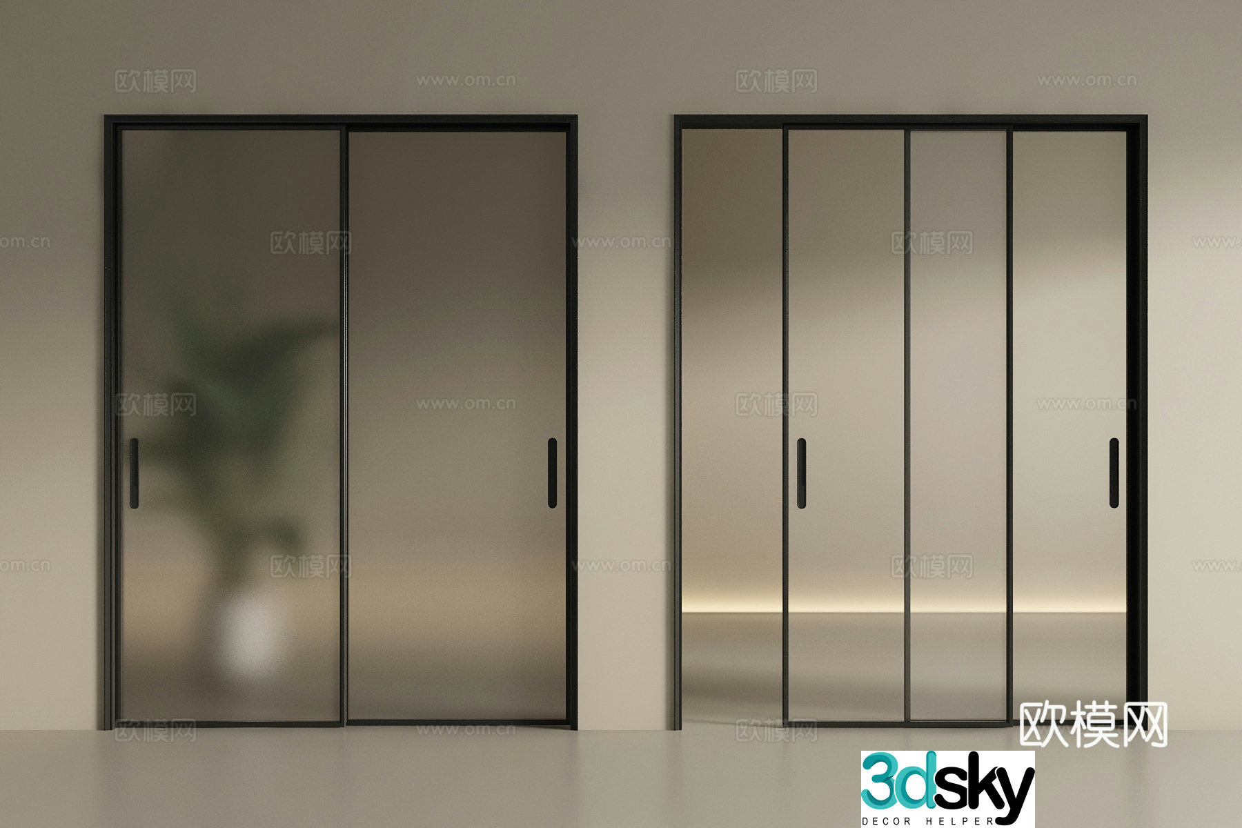 Modern sliding door glass sliding door kitchen sliding door bathroom sliding door 3d model