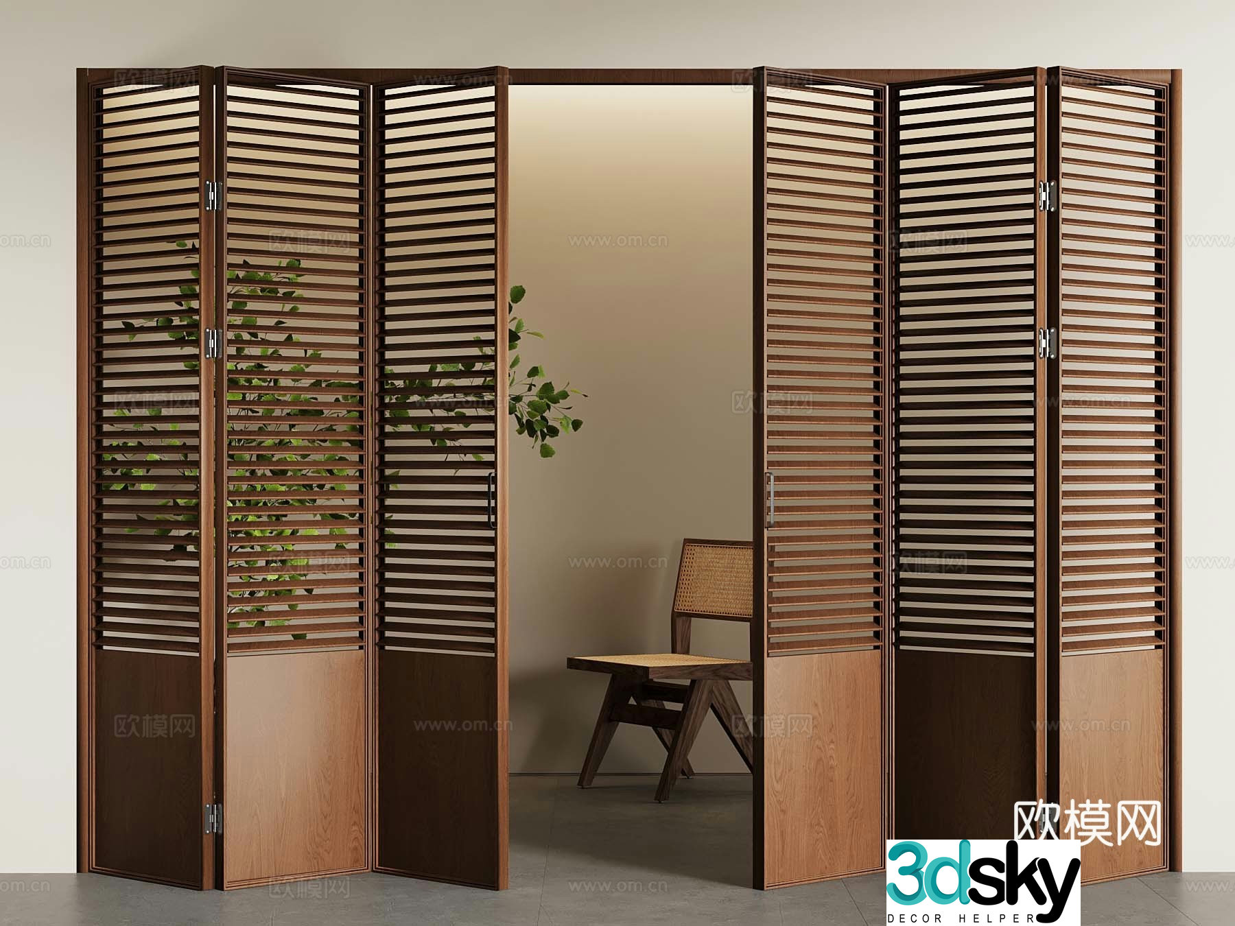 Middle-aged folding door 3D model